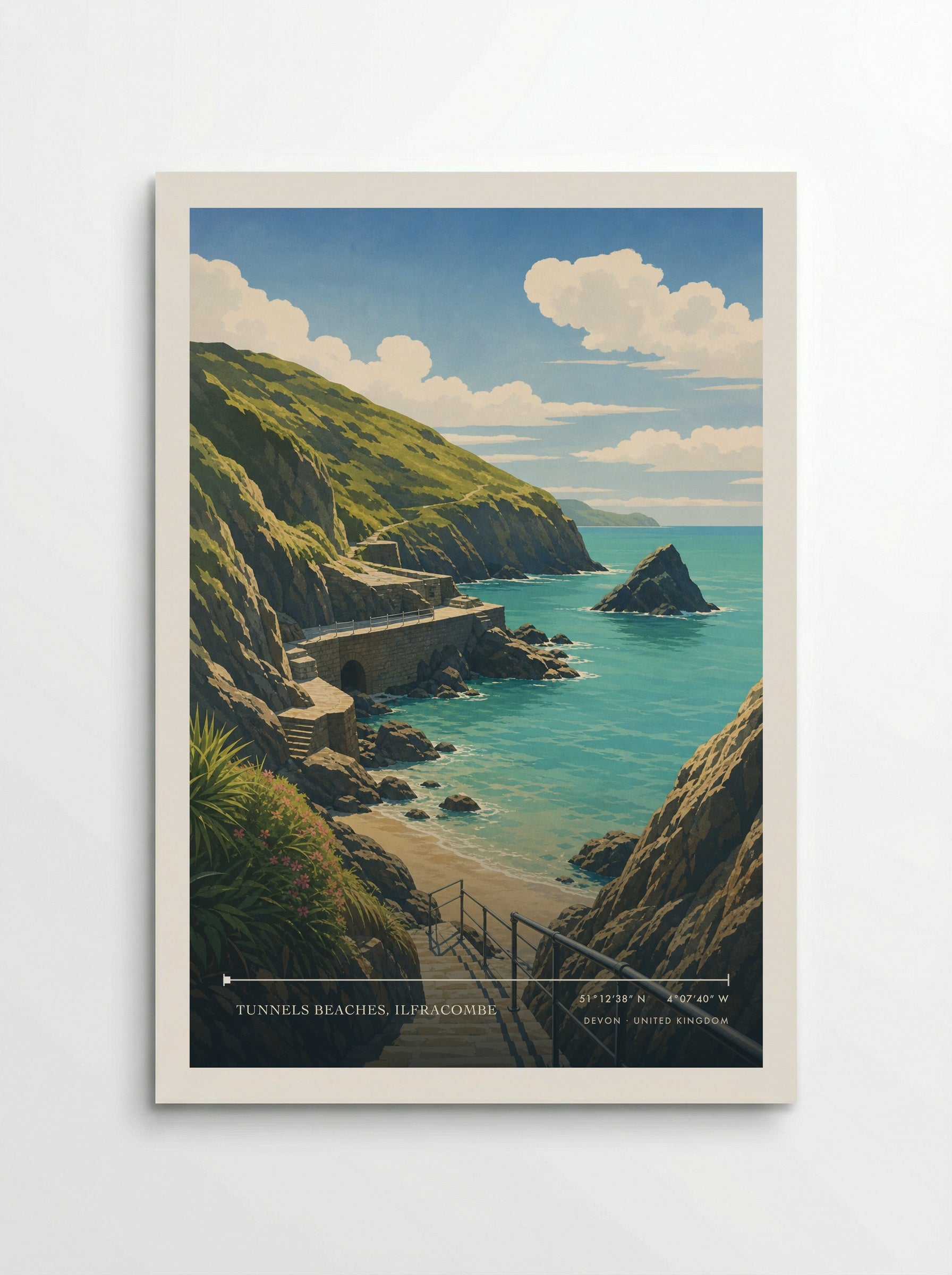Tunnels Beaches, Ilfracombe Devon United Kingdom Travel Poster - Poster