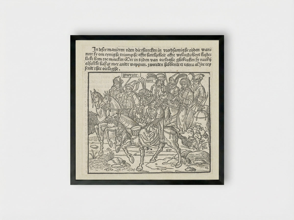 Turken te paard - Erhard Reuwich - Framed Print Black
