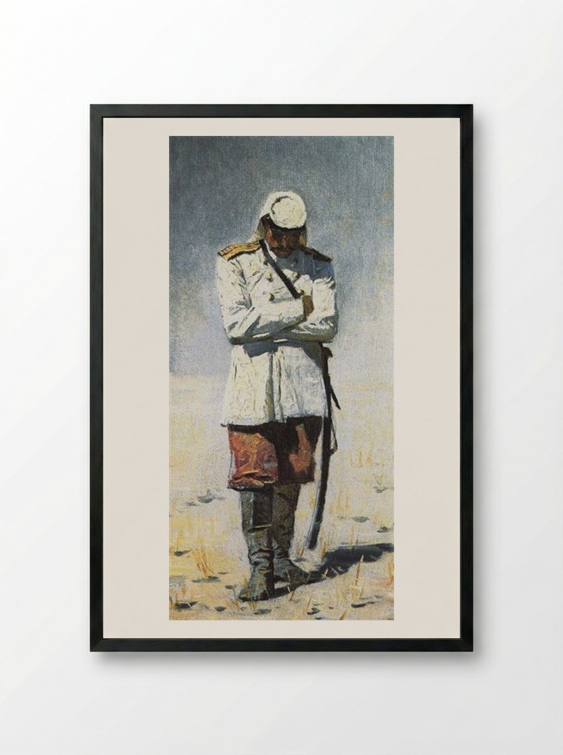 Turkestan Officer, When There Will Be No Campaign - Vasily Vereshchagin - Framed Print Black