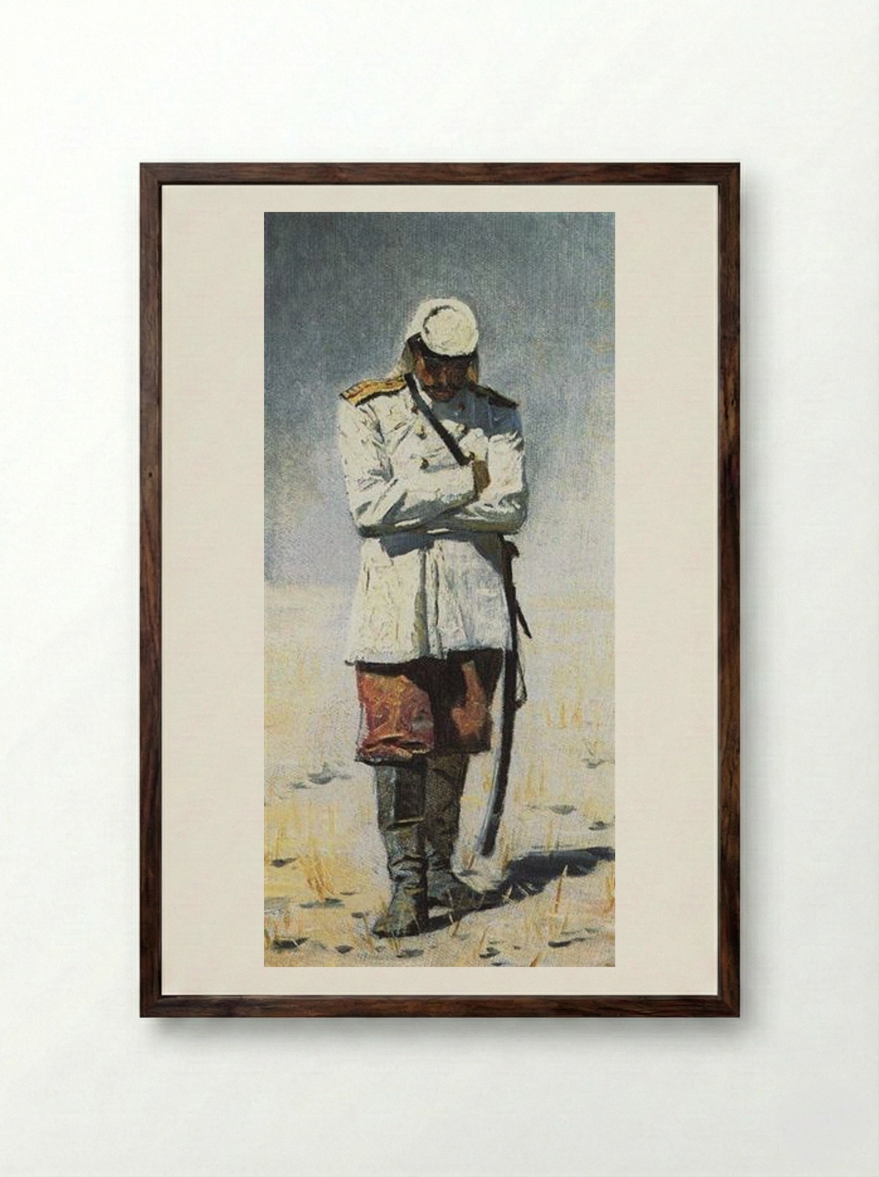 Turkestan Officer, When There Will Be No Campaign - Vasily Vereshchagin - Framed Print Dark Wood