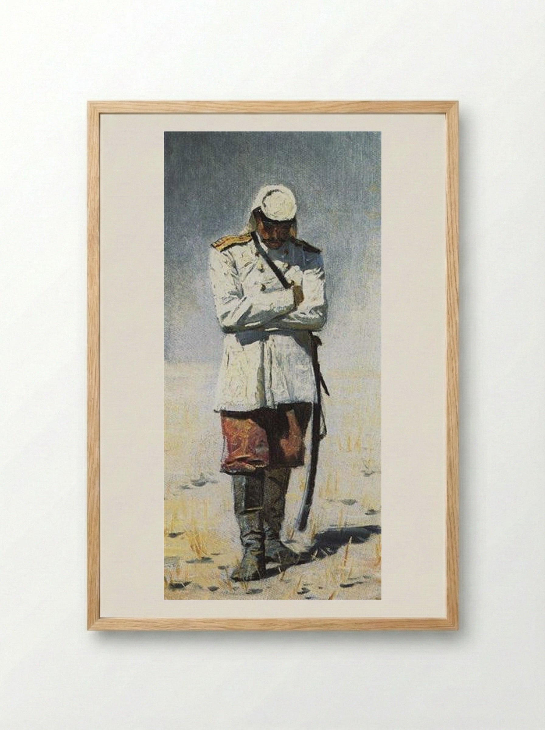 Turkestan Officer, When There Will Be No Campaign - Vasily Vereshchagin - Framed Print Wood