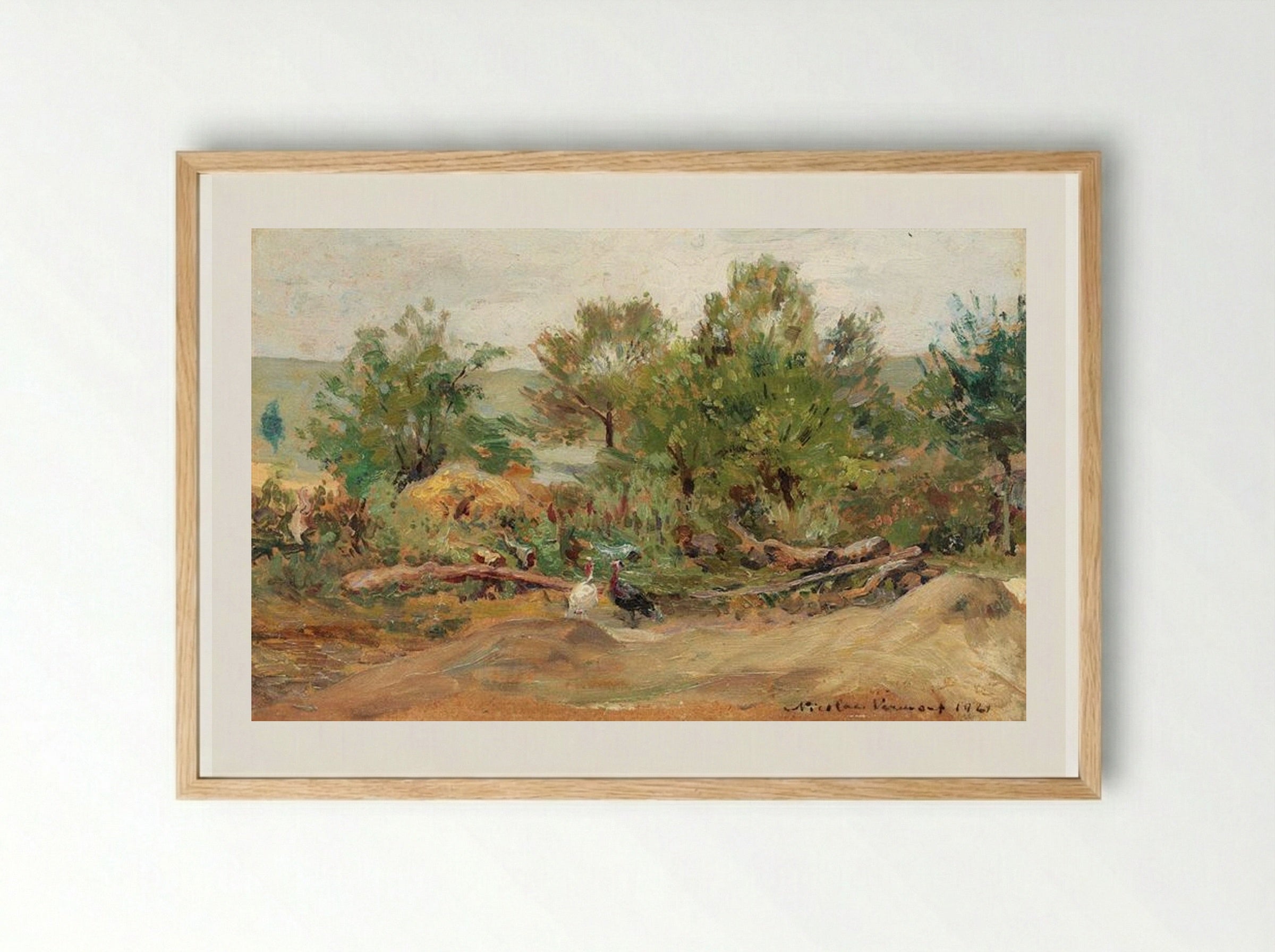 Turkeys in Vlaici - Nicolae Vermont - Framed Print Wood