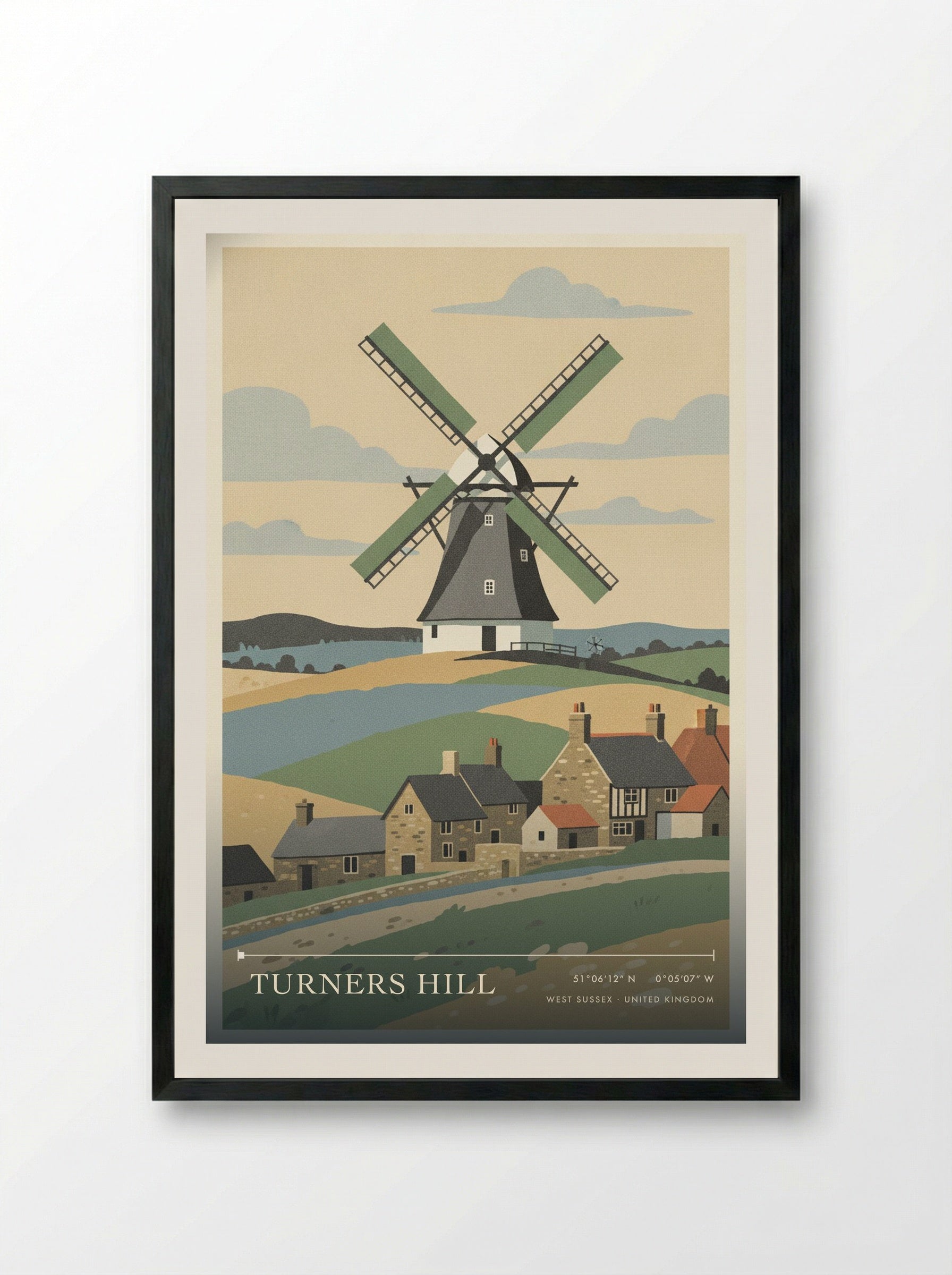 Turners Hill West Sussex United Kingdom Travel Poster - Framed Print Black