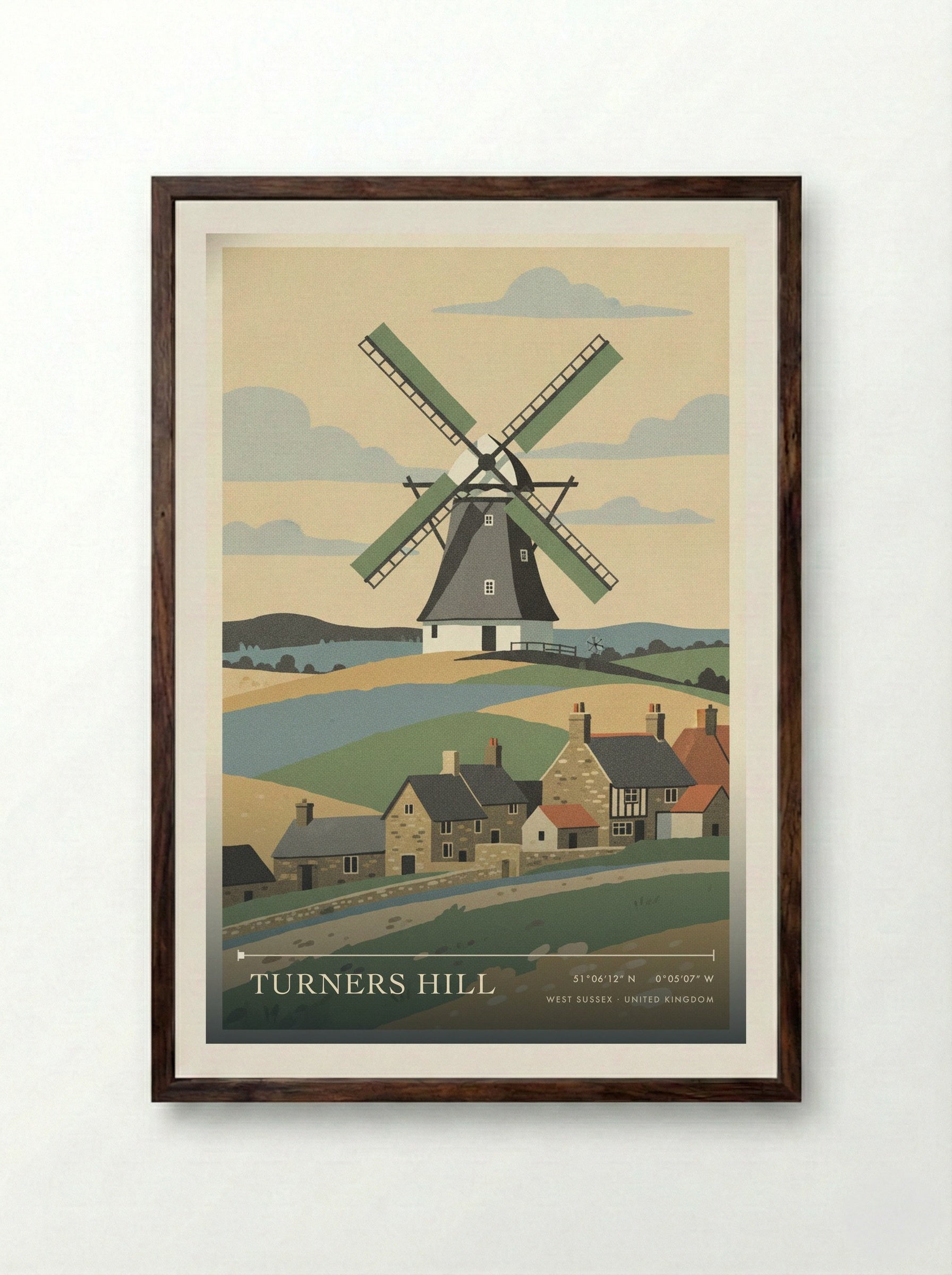 Turners Hill West Sussex United Kingdom Travel Poster - Framed Print Dark Wood