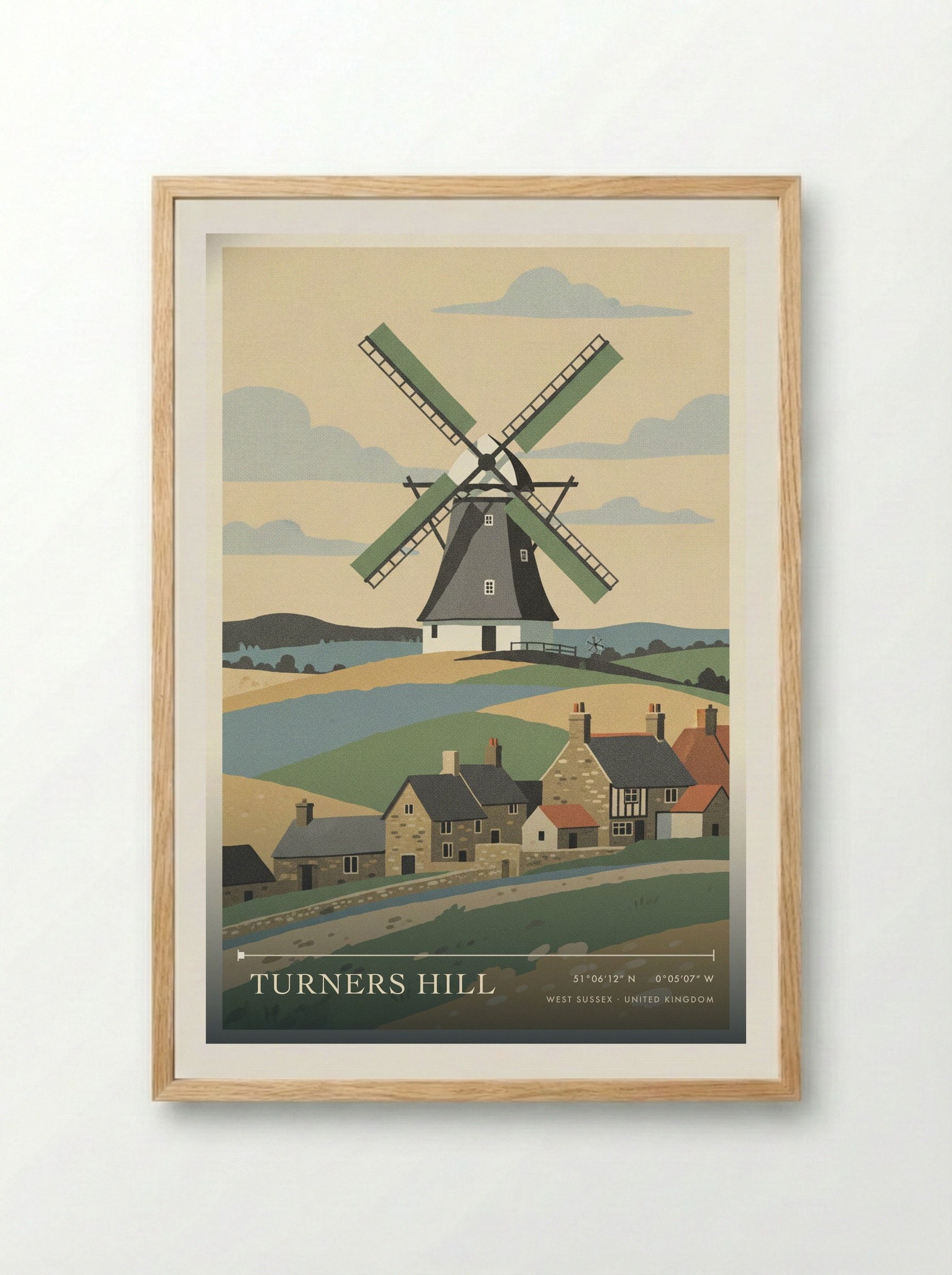 Turners Hill West Sussex United Kingdom Travel Poster - Framed Print Wood
