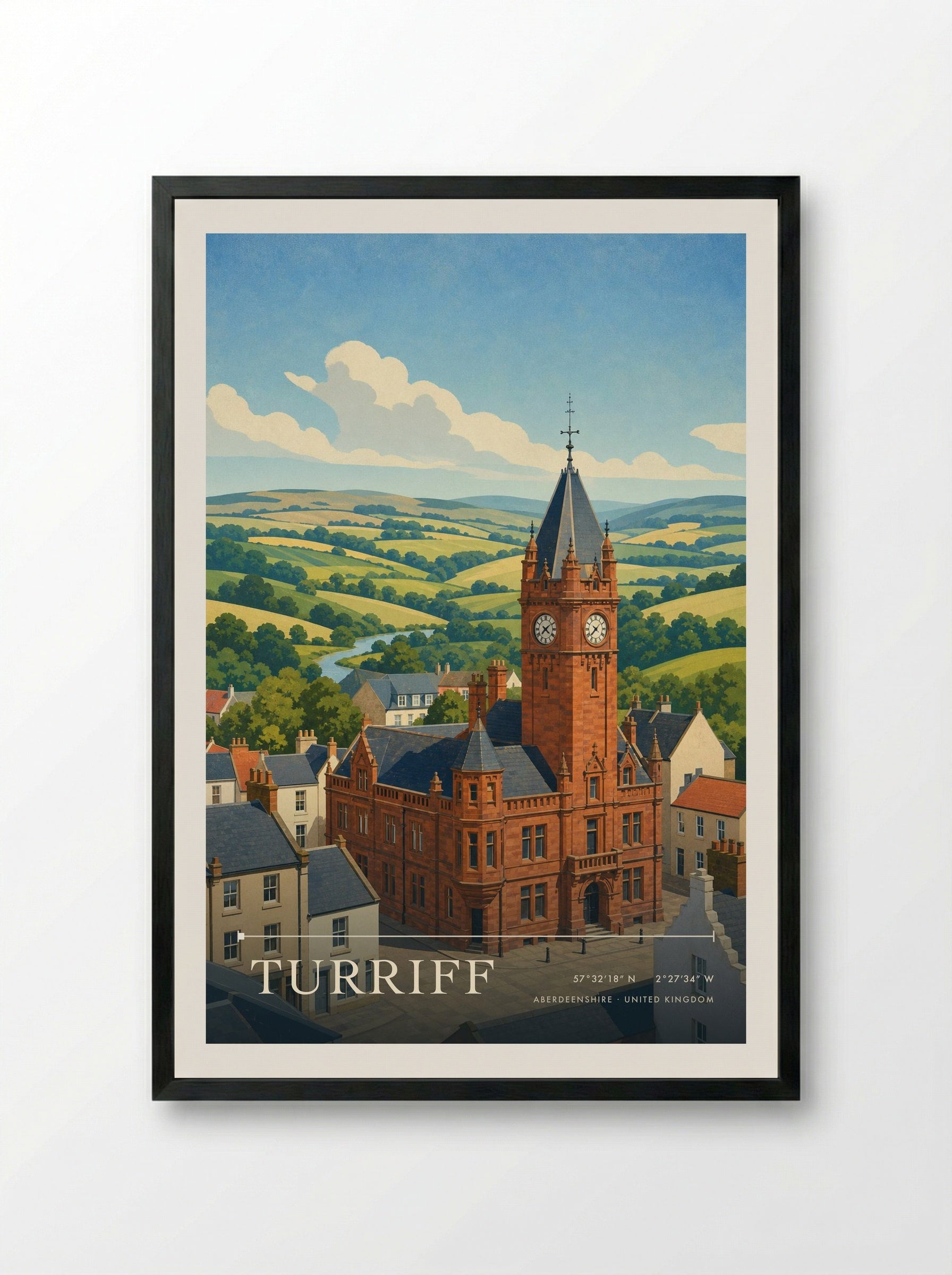 Turriff Aberdeenshire United Kingdom Travel Poster - Framed Print Black