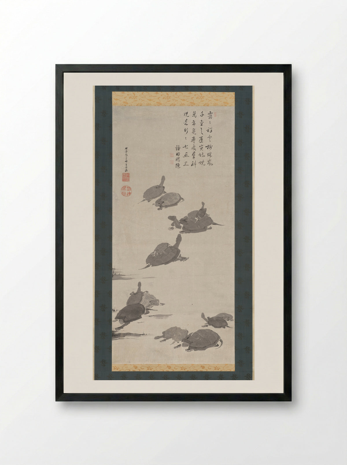 Turtles - Itō Jakuchū - Framed Print Black