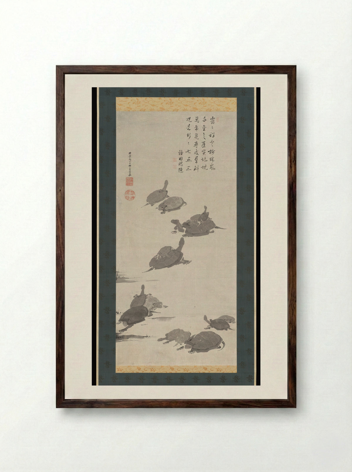 Turtles - Itō Jakuchū - Framed Print Dark Wood