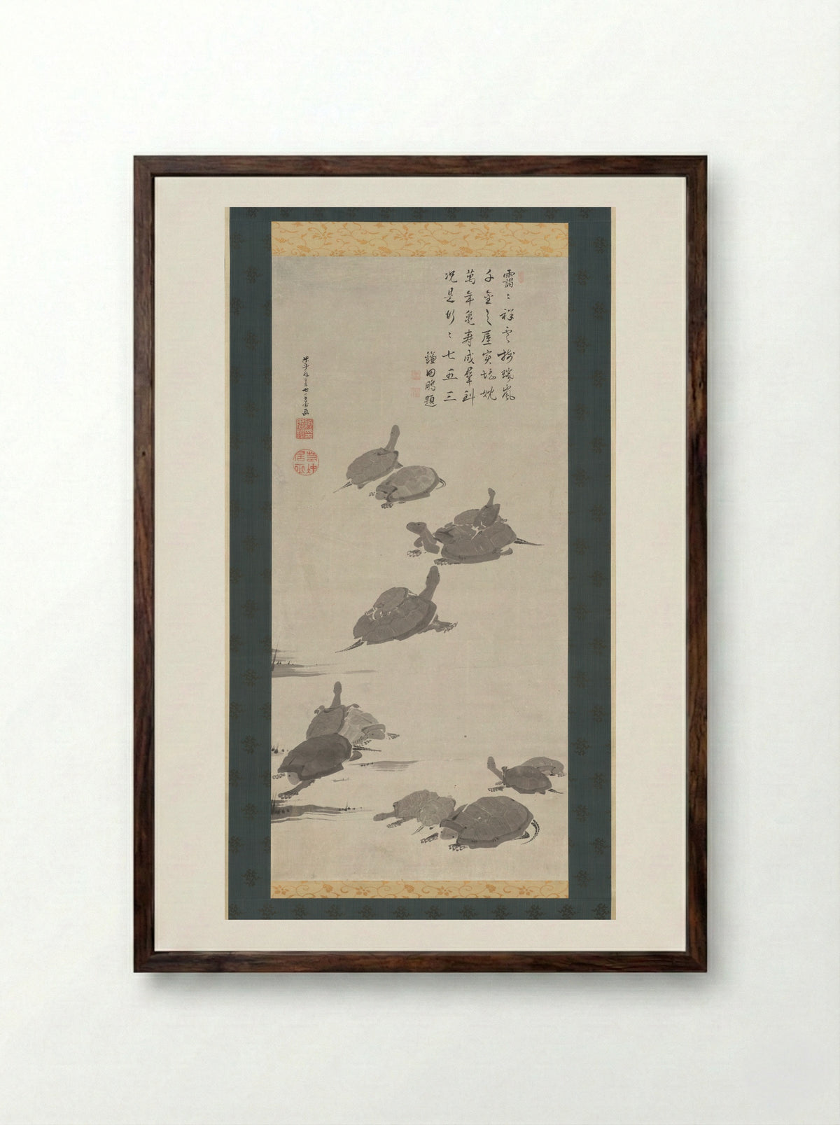 Turtles - Itō Jakuchū - Framed Print Dark Wood