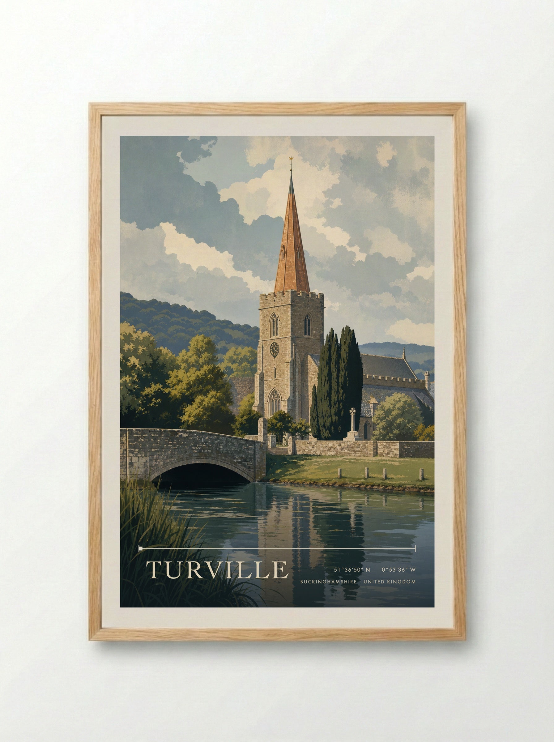 Turville Buckinghamshire United Kingdom Travel Poster - Framed Print Wood