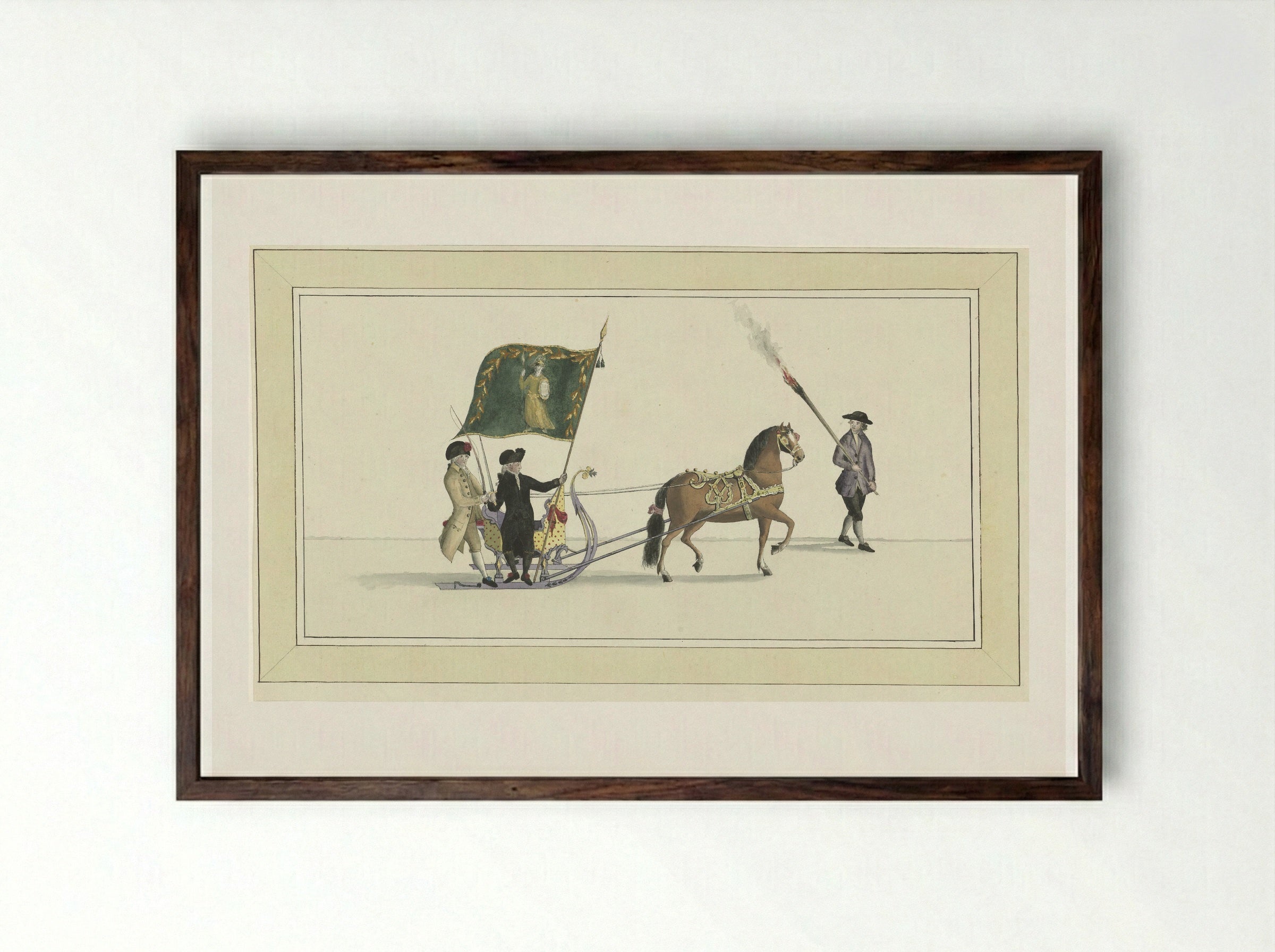 Twaalfde slede - Abraham Delfos - Framed Print Dark Wood