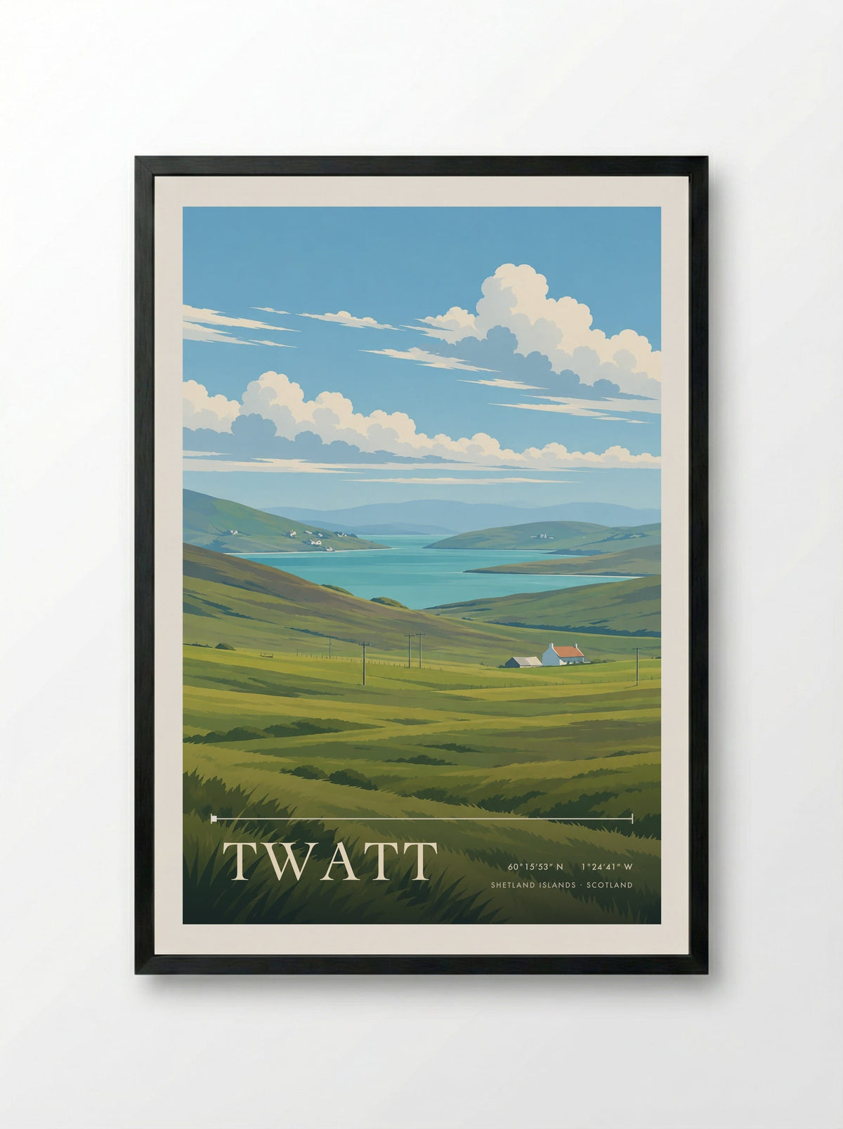 Twatt, Shetland Islands | Travel Poster - Framed Print Black