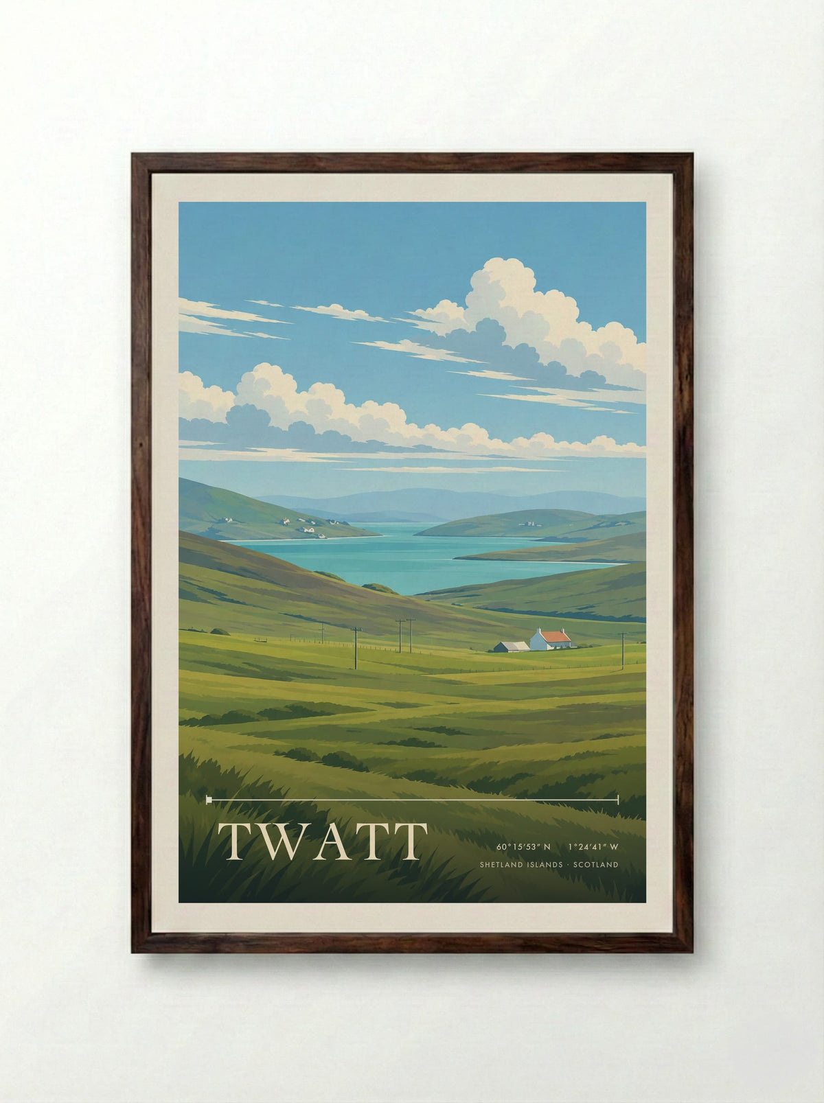 Twatt, Shetland Islands | Travel Poster - Framed Print Dark Wood