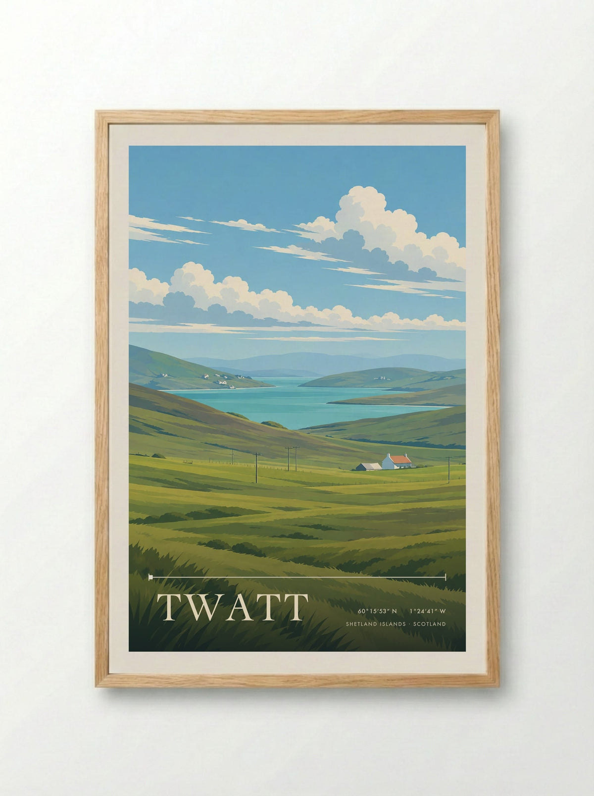 Twatt, Shetland Islands | Travel Poster - Framed Print Wood