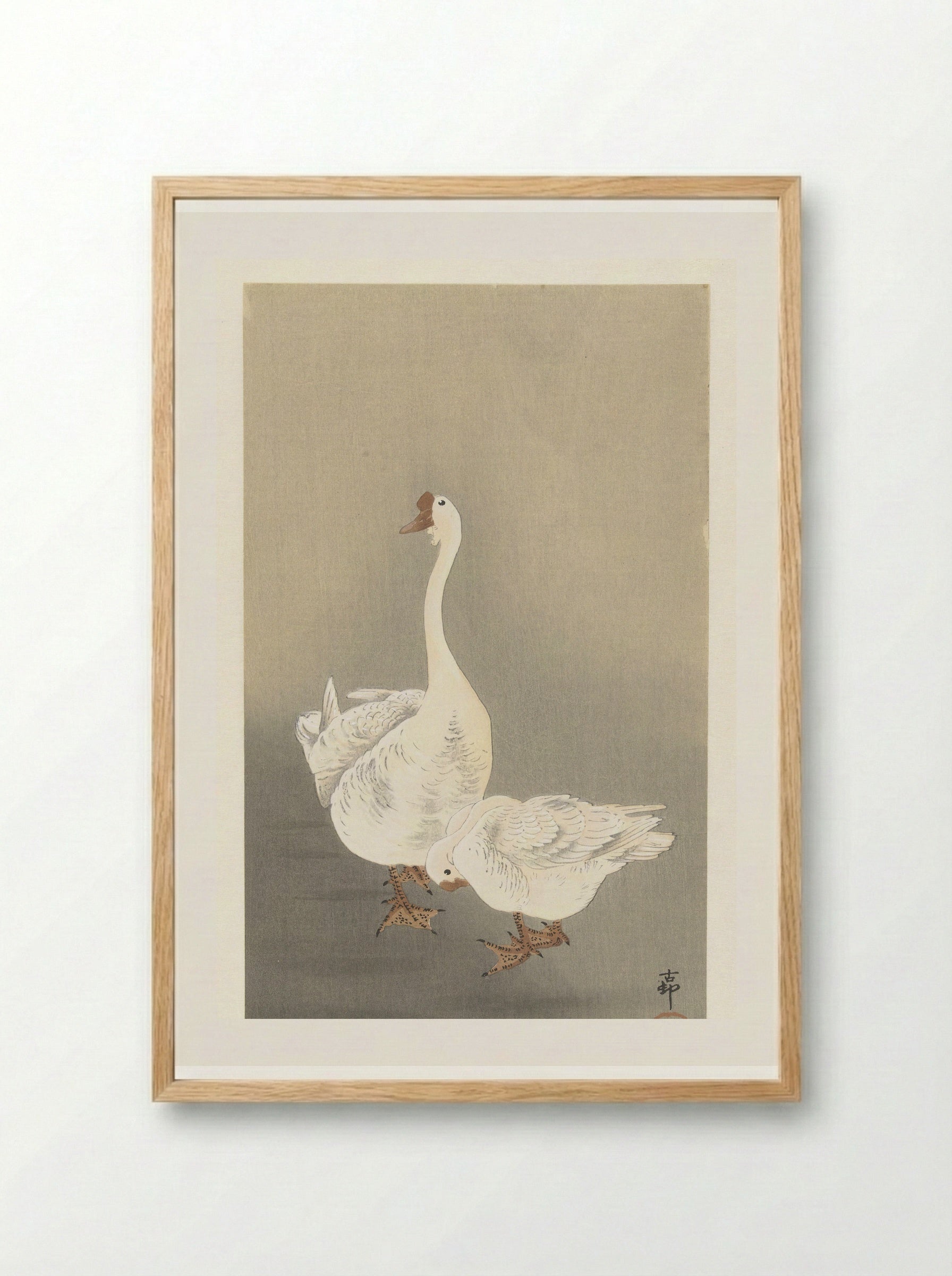 Twee Ganzen (Two Geese) - Matsuki Heikichi - Framed Print Wood