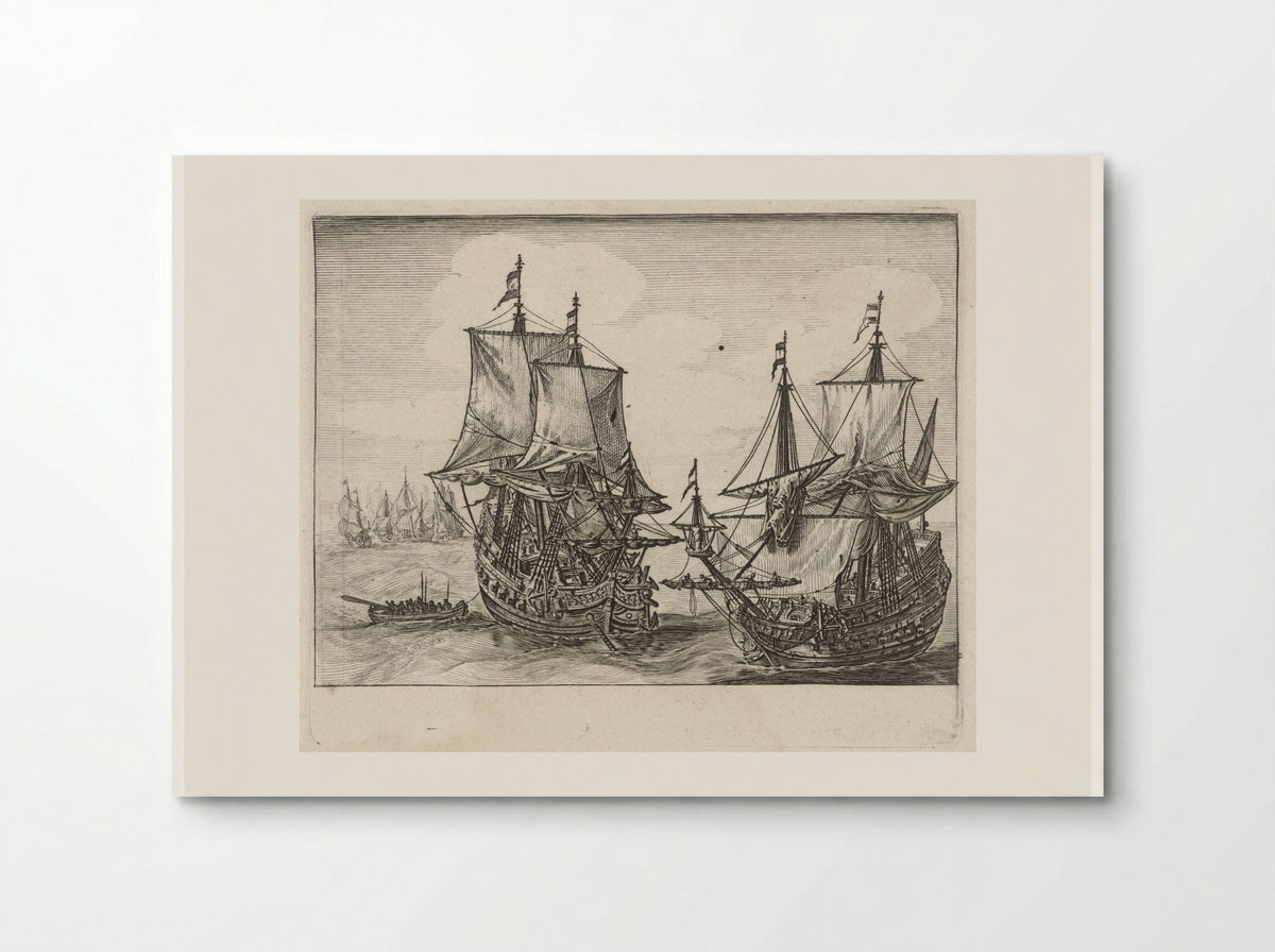 Twee Nederlandse oorlogsschepen voor anker - Salomon Savery - Poster