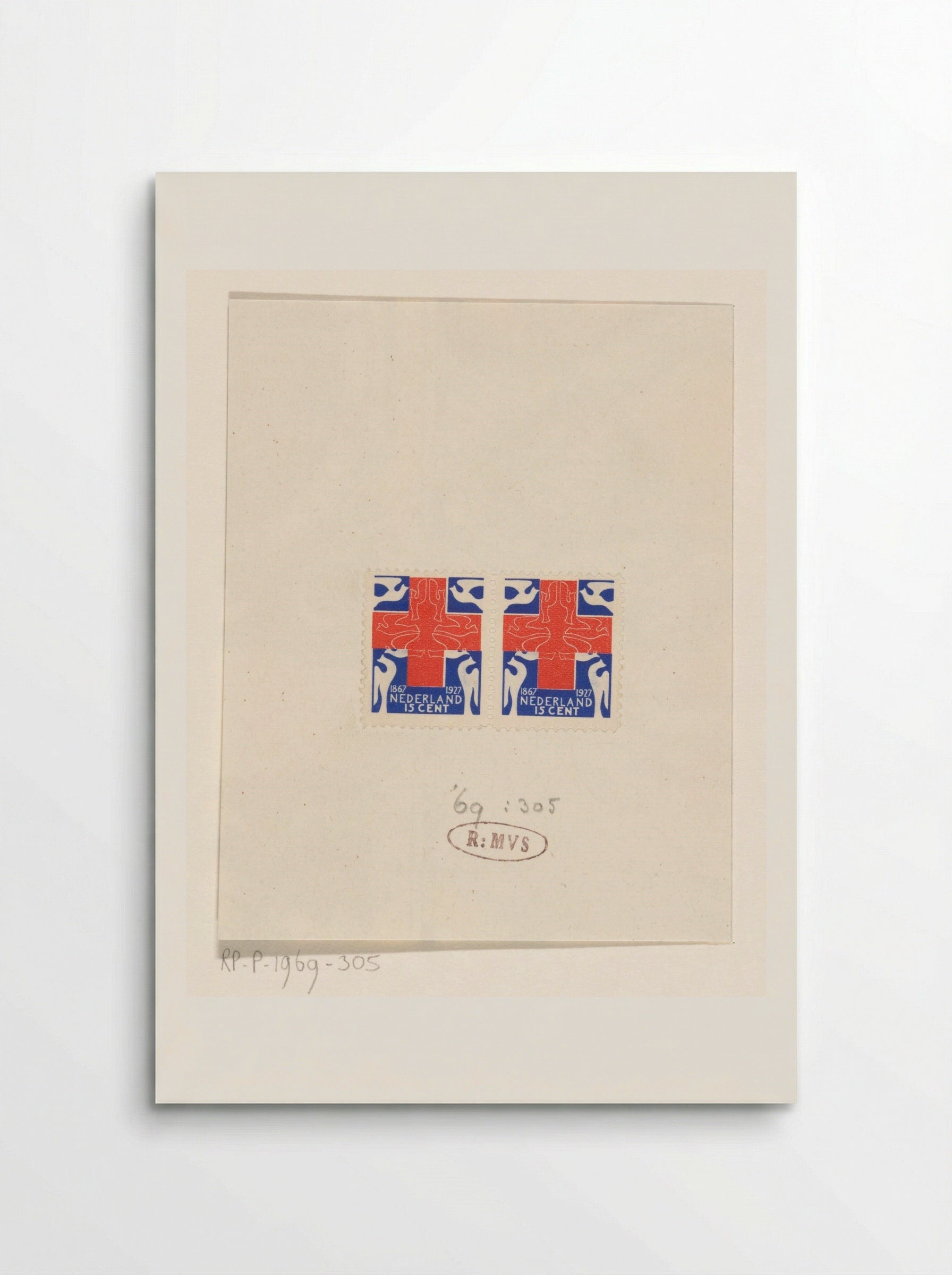 Twee Rode Kruiszegels van 15 cent - Carel Adolph Lion Cachet - Poster
