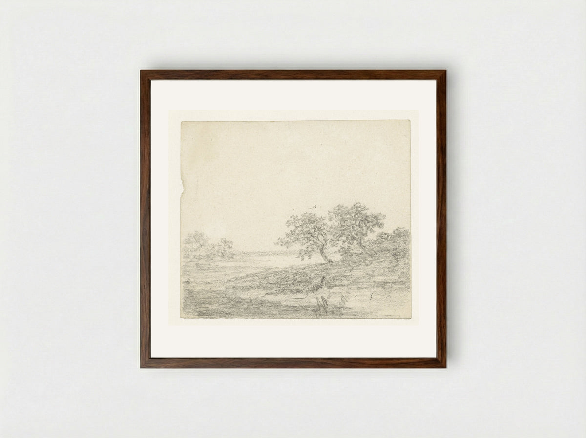Twee bomen op een helling - Georges Michel - Framed Print Dark Wood