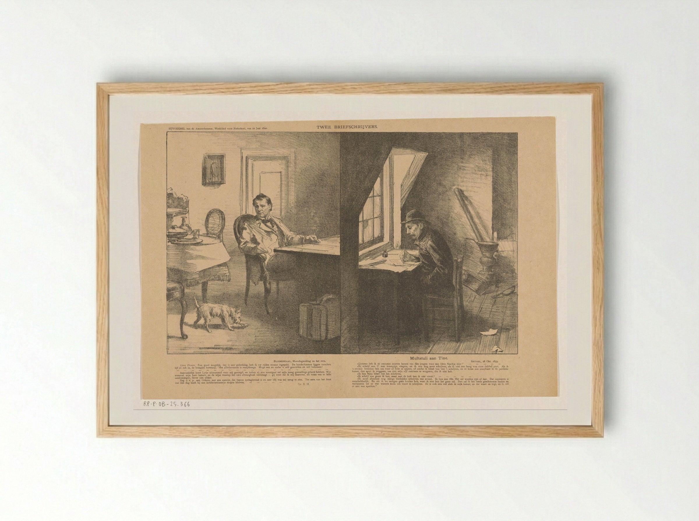 Twee briefschrijvers - Johan Braakensiek - Framed Print Wood