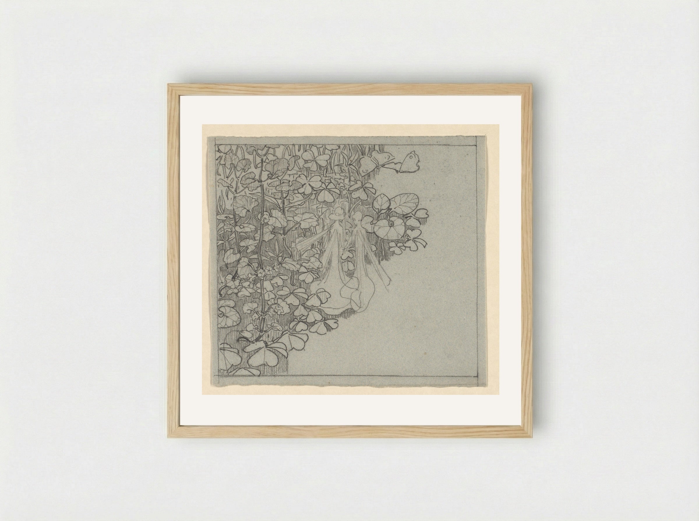 Twee elfjes tussen klaver - Edzard Koning - Framed Print Wood
