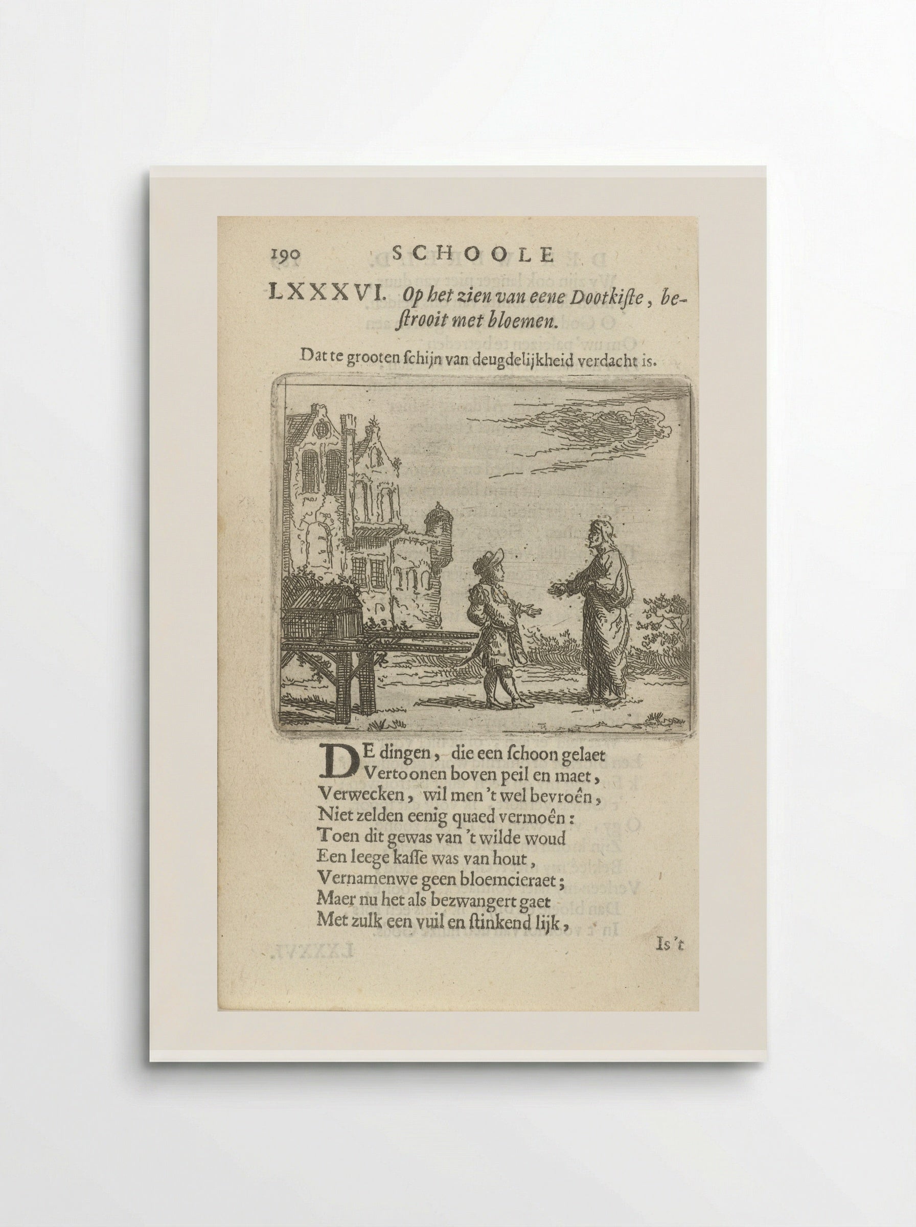 Twee figuren bij een doodskist op een draagbaar - Arnold Houbraken - Poster