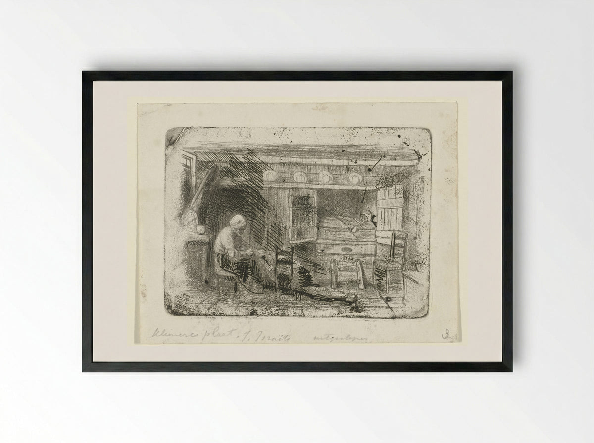 Twee figuren in een interieur - Jozef Israëls - Framed Print Black