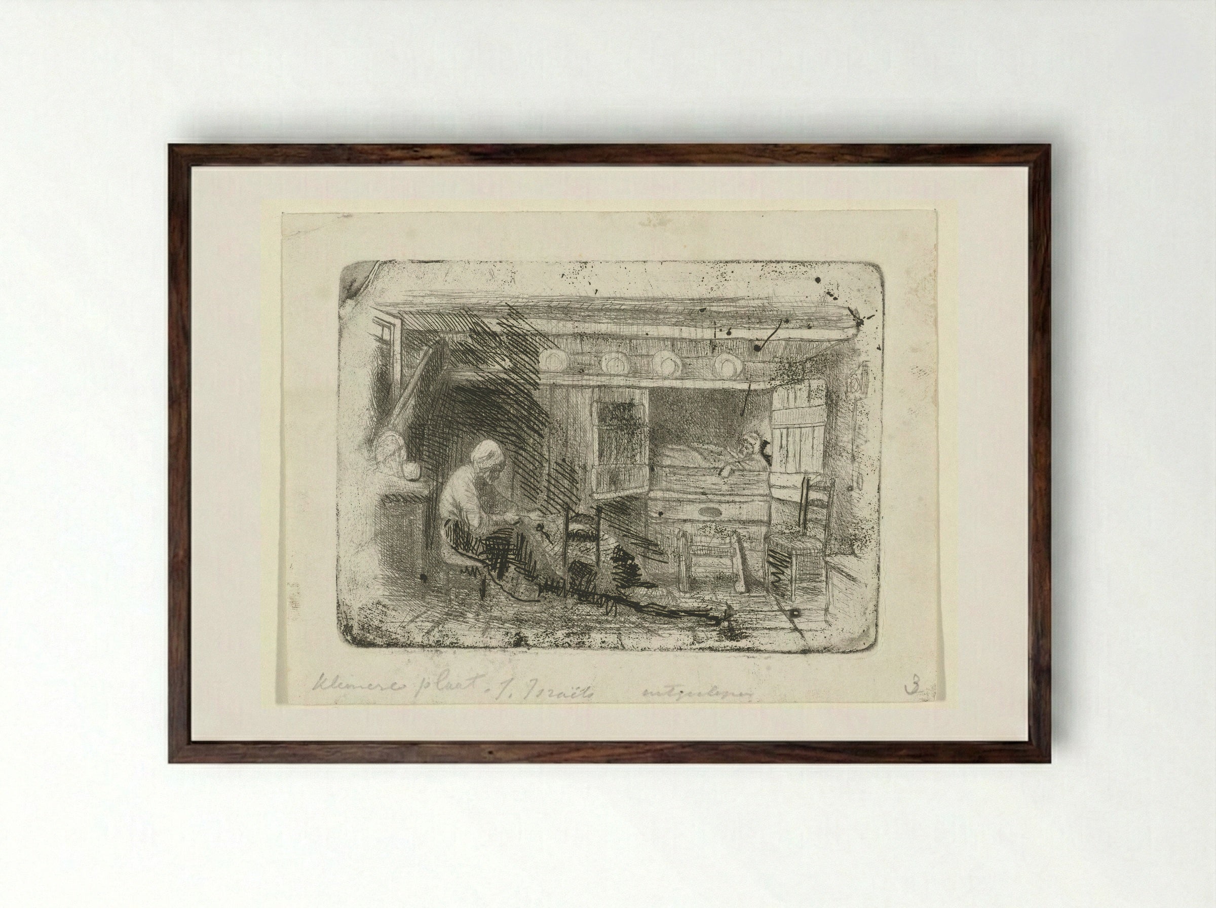 Twee figuren in een interieur - Jozef Israëls - Framed Print Dark Wood