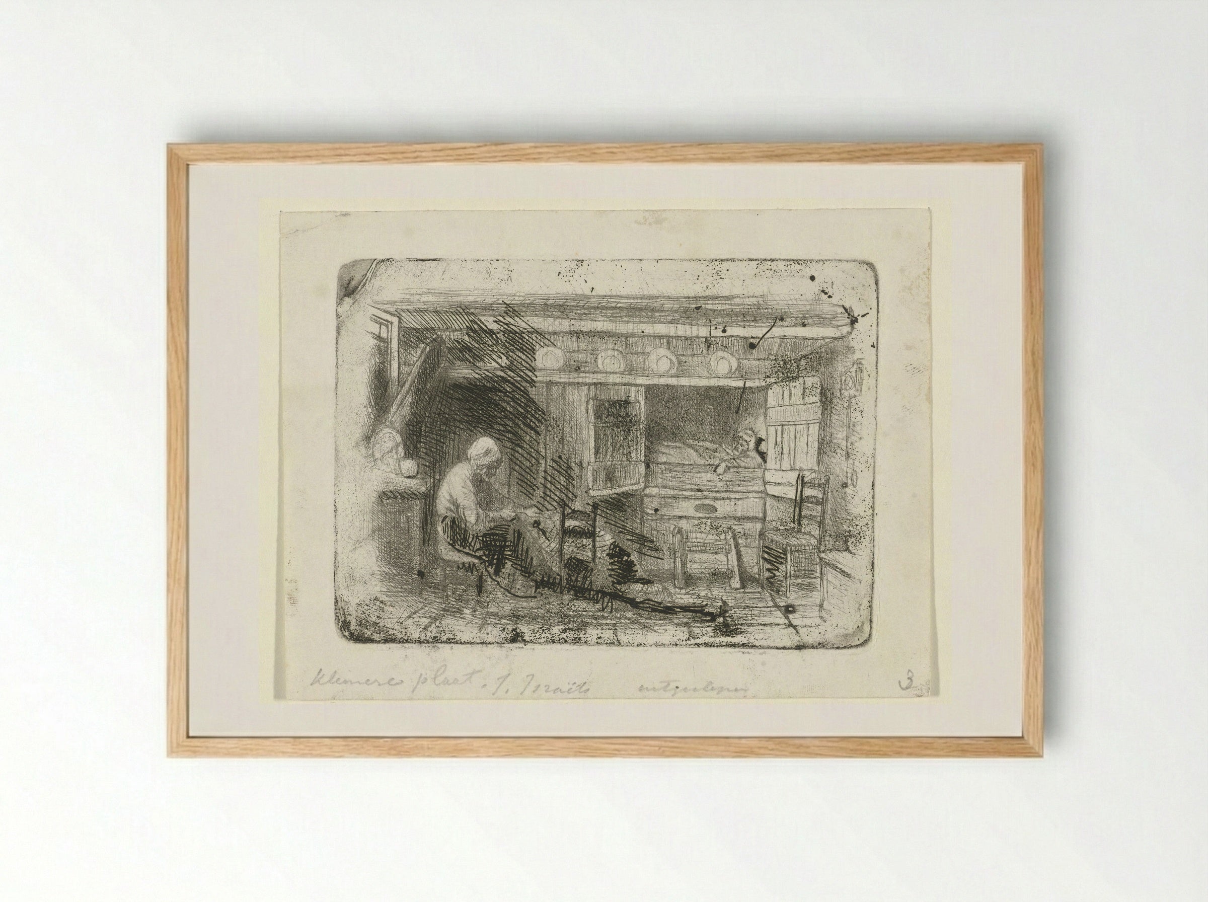Twee figuren in een interieur - Jozef Israëls - Framed Print Wood