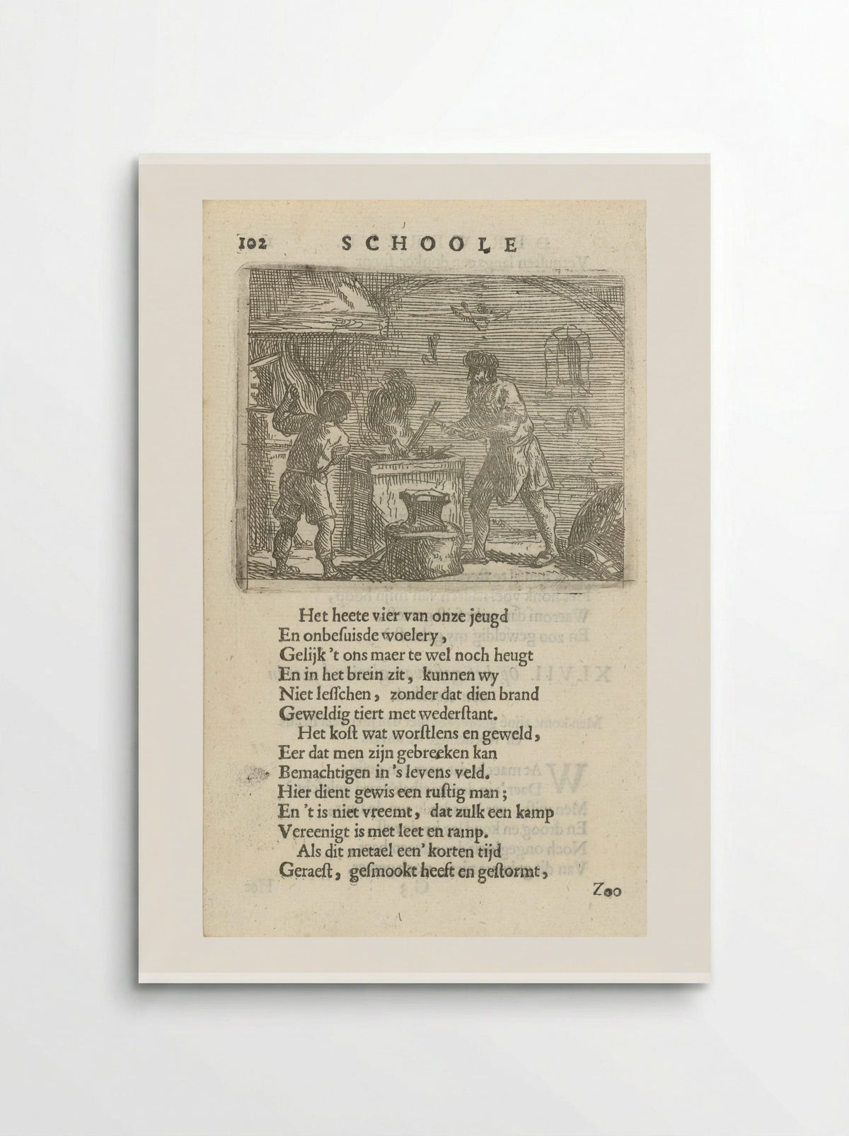 Twee figuren in het interieur van een smidse - Arnold Houbraken - Poster