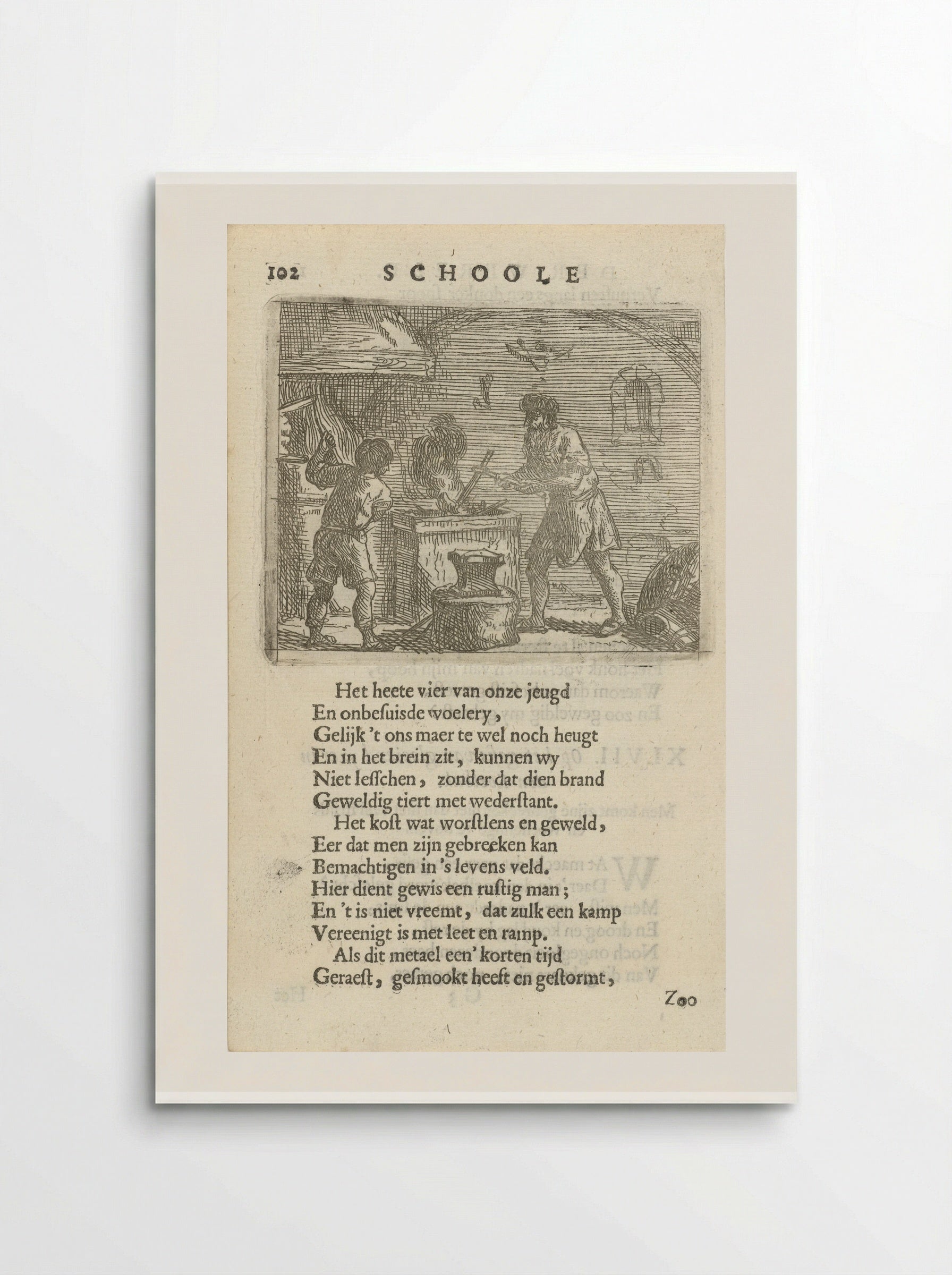 Twee figuren in het interieur van een smidse - Arnold Houbraken - Poster