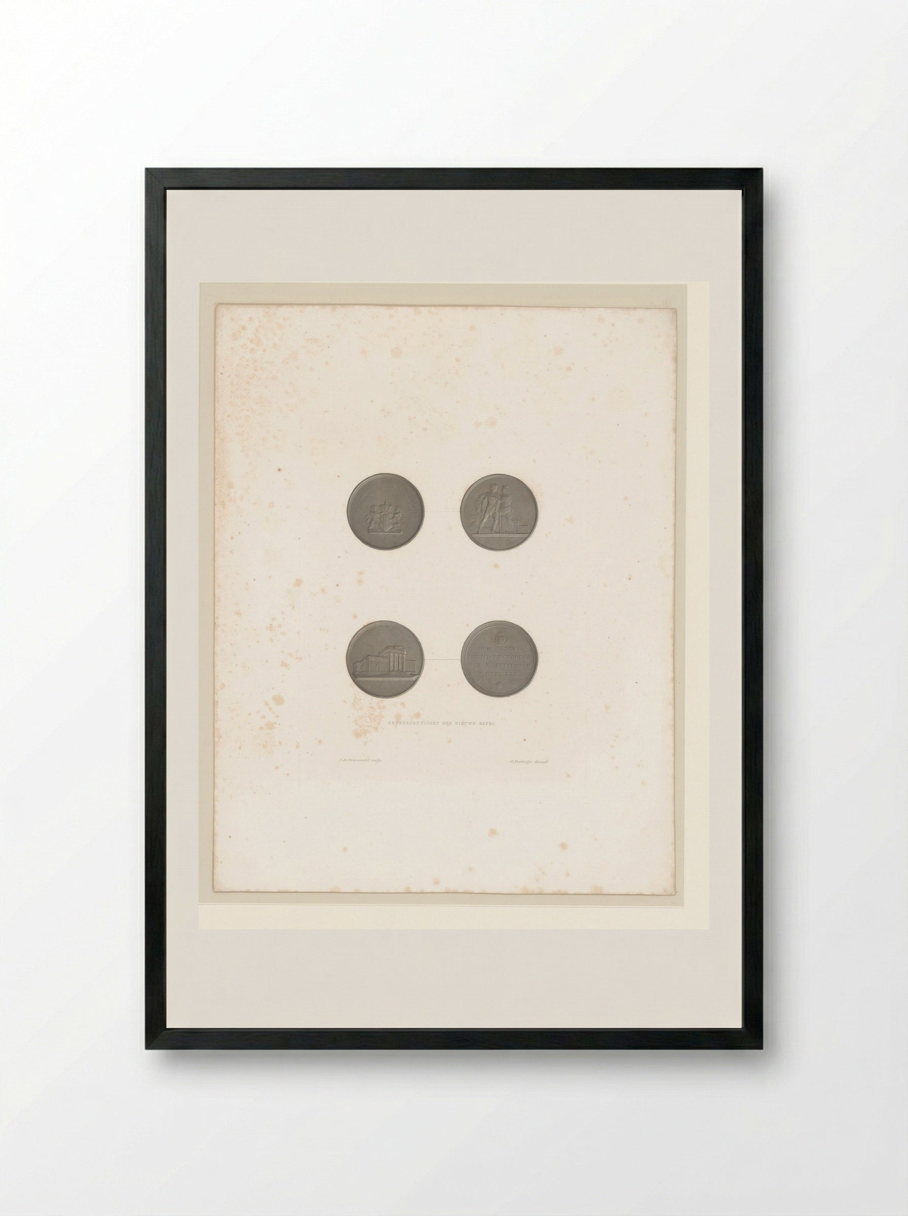 Twee gedenkpenningen op de Beurs van Zocher te Amsterdam - Jan Dam Steuerwald - Framed Print Black