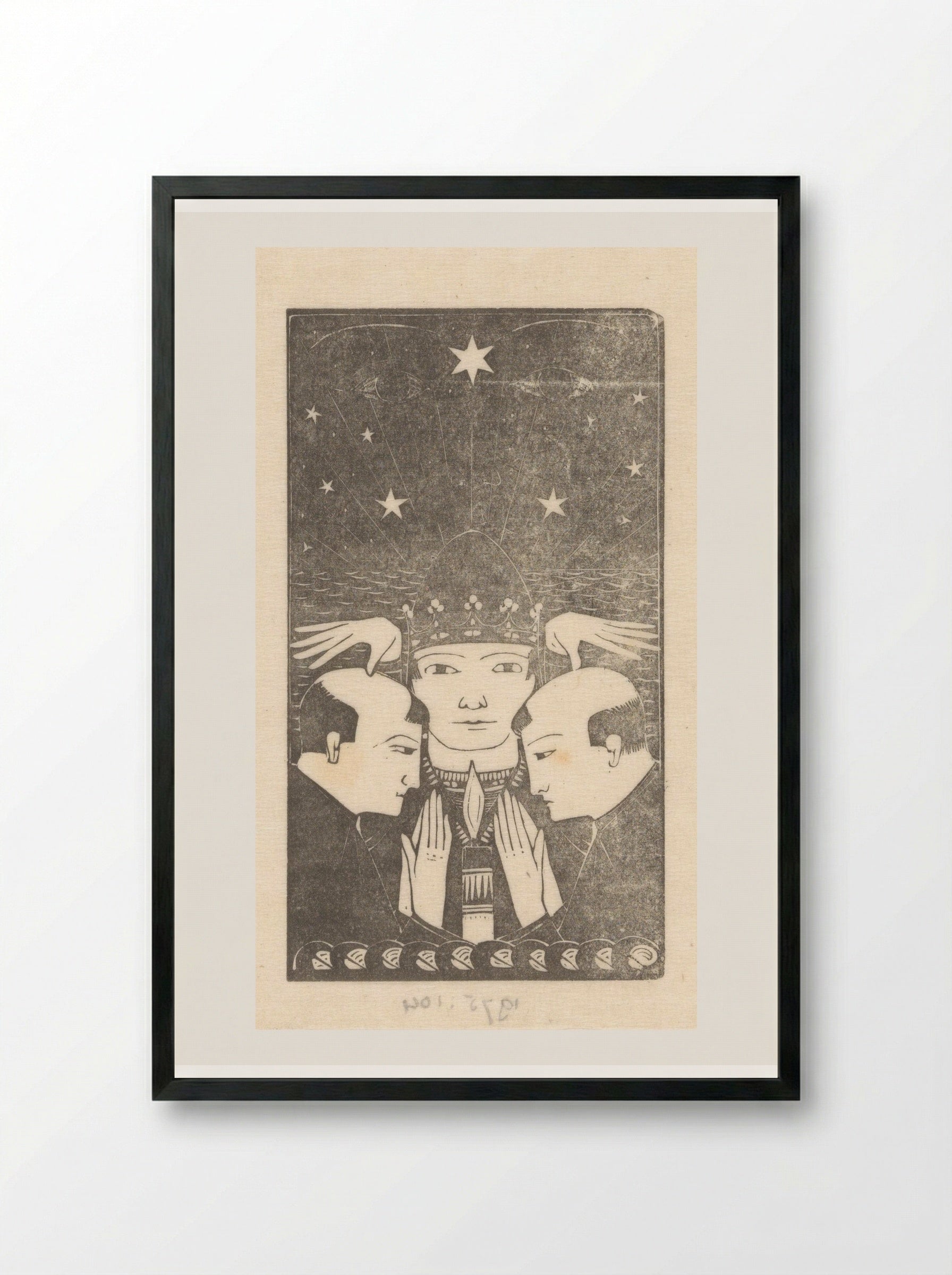 Twee geestelijken bij een figuur met een kroon - Karel Petrus Cornelis de Bazel - Framed Print Black