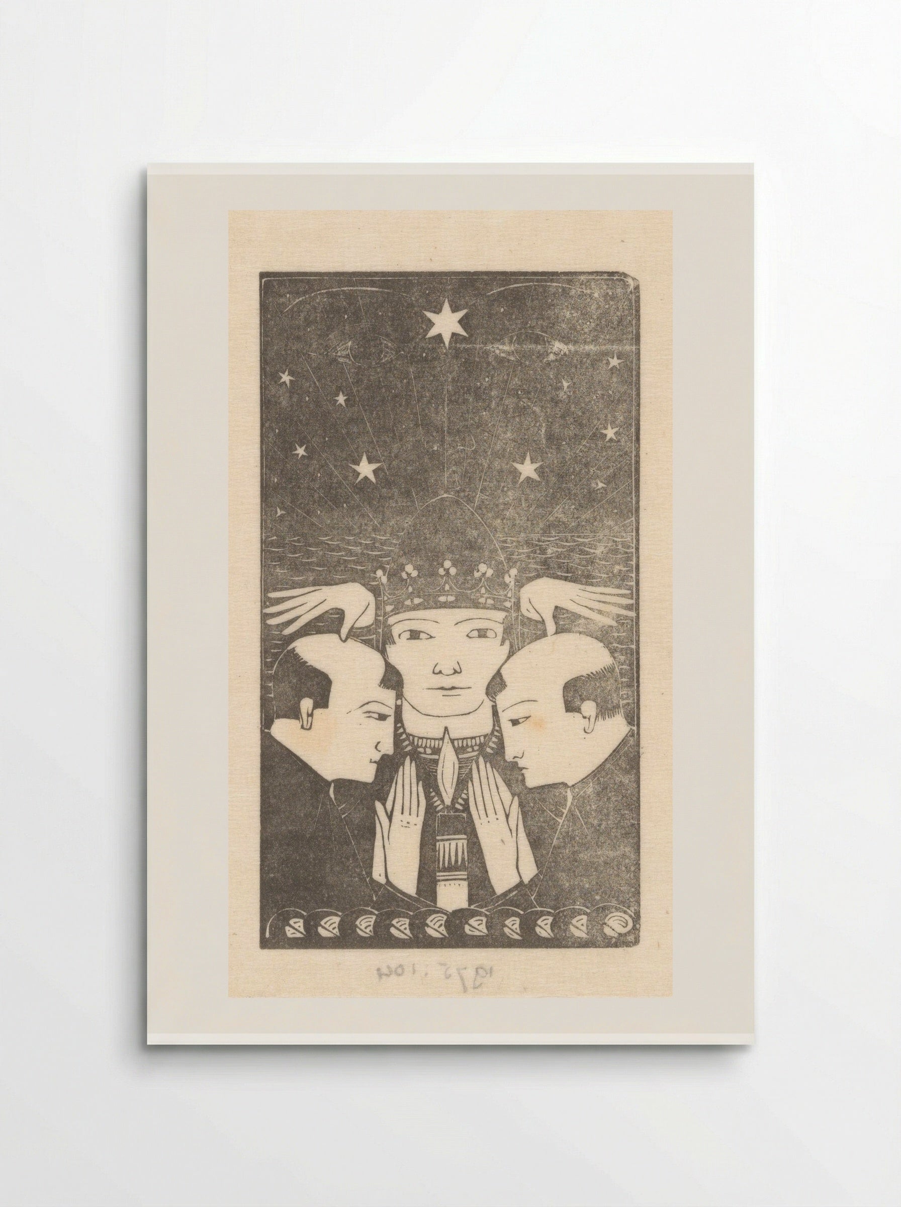 Twee geestelijken bij een figuur met een kroon - Karel Petrus Cornelis de Bazel - Poster