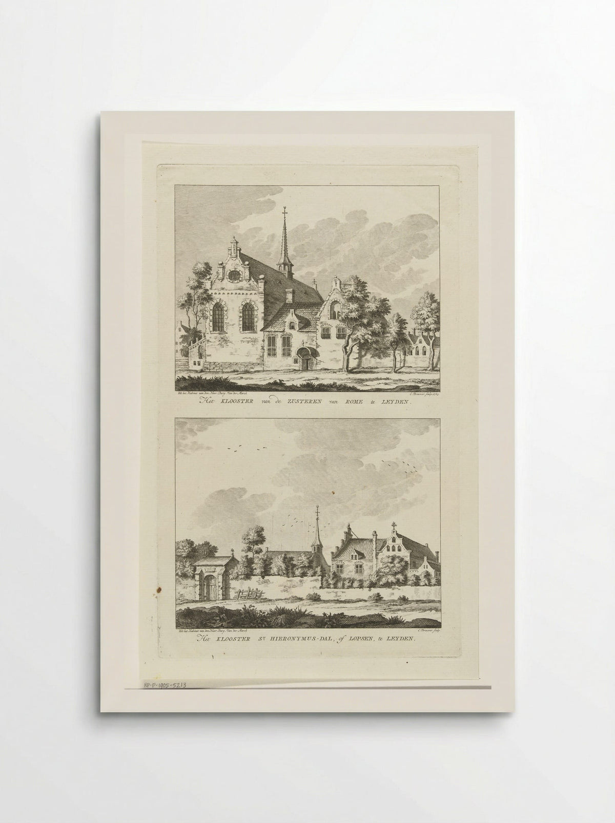 Twee gezichten op kloosters te Leiden - Cornelis Brouwer - Poster