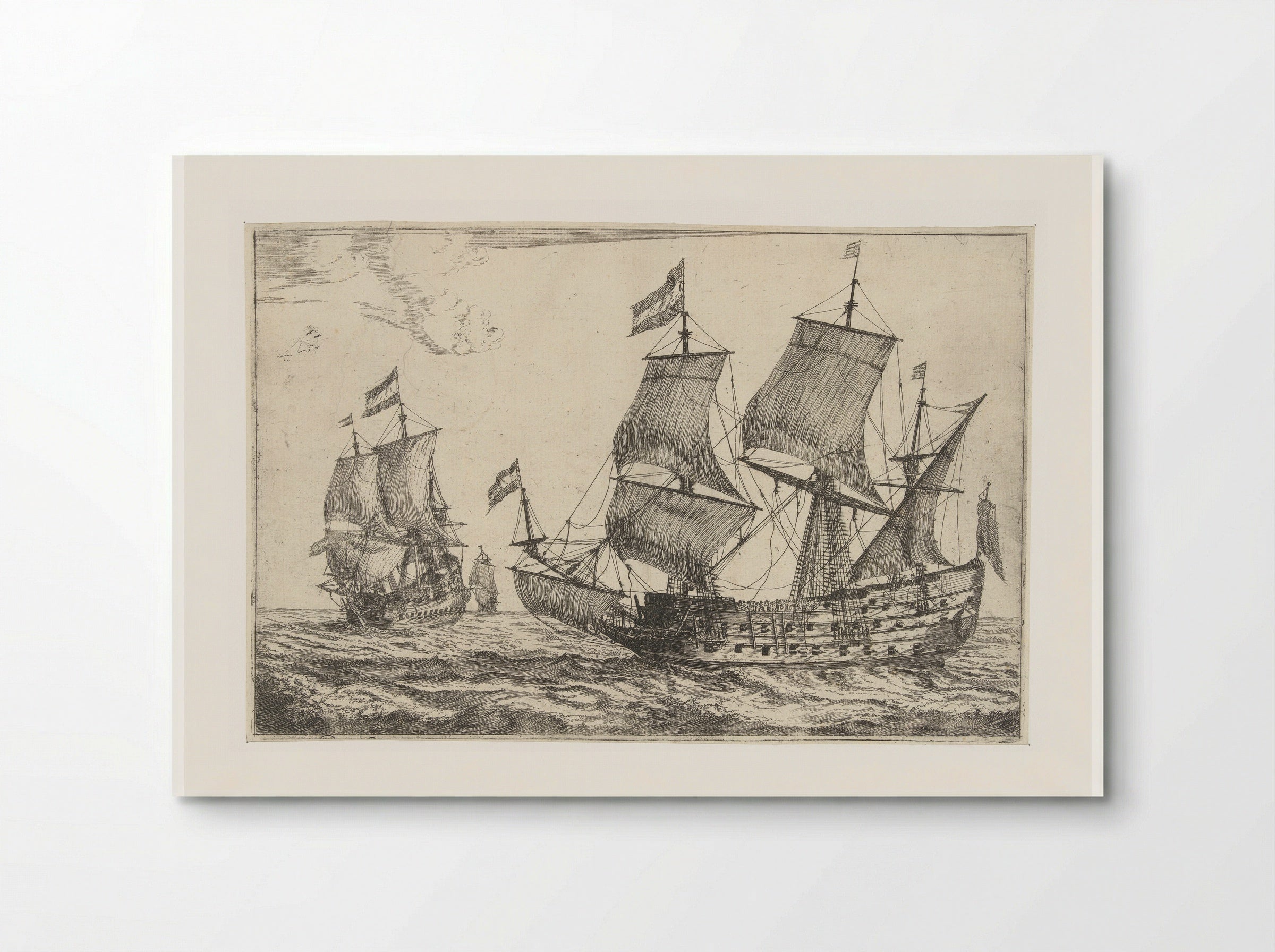 Twee grote oorlogsschepen - Reinier Nooms - Poster