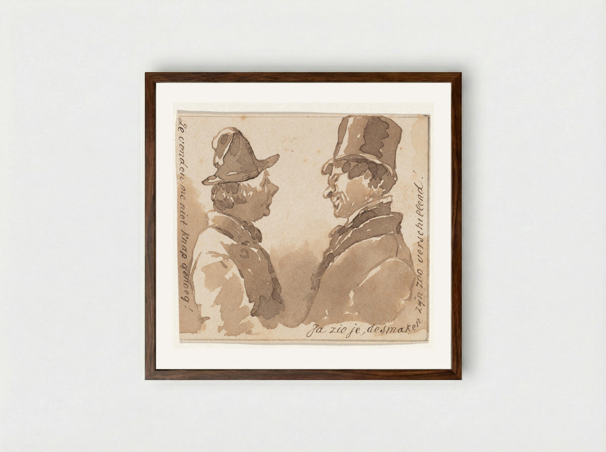 Twee heren (Two Gentlemen) - Pieter van Loon - Framed Print Dark Wood