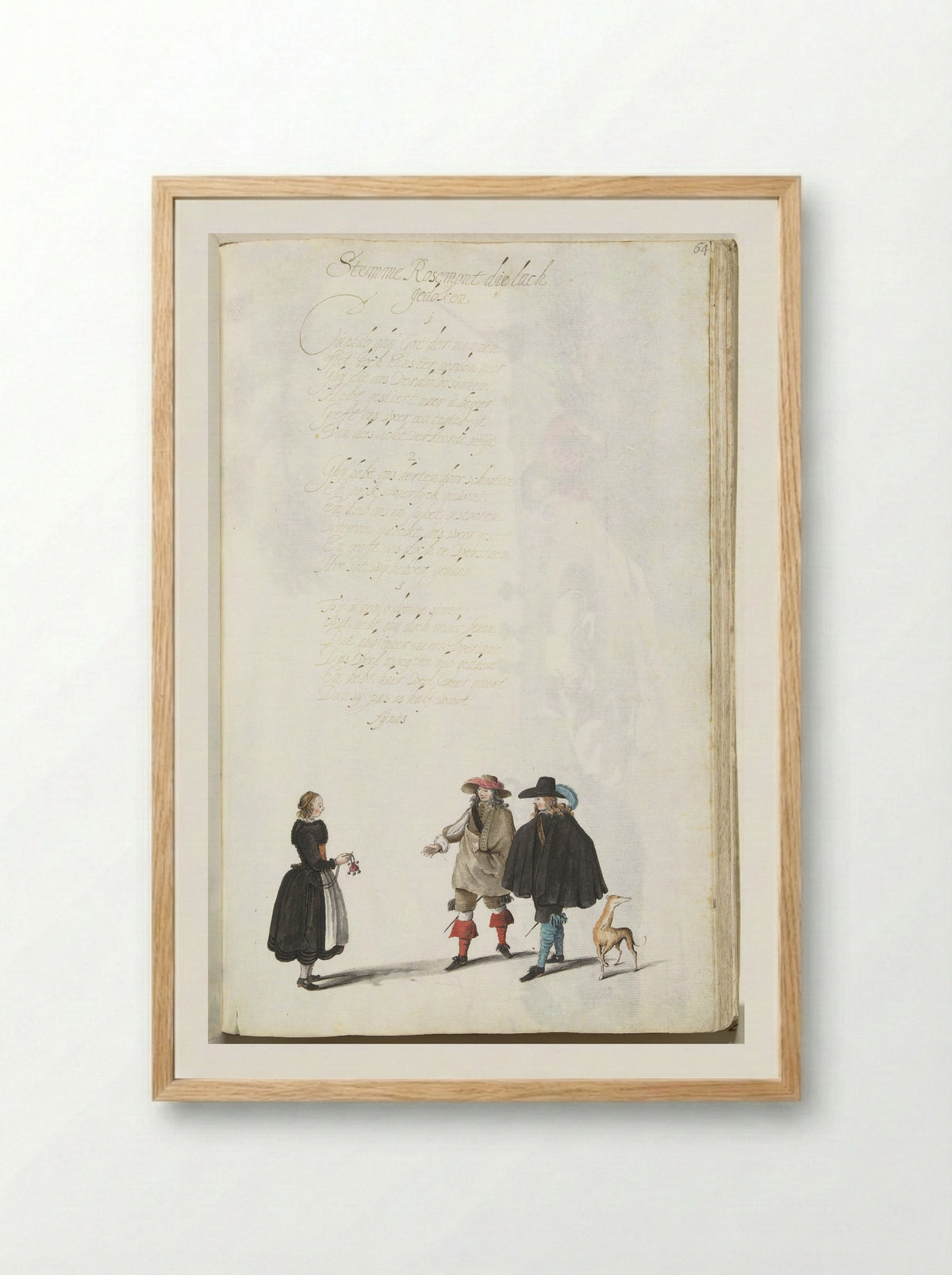 Twee heren en een boerenmeisje - Gesina ter Borch - Framed Print Wood