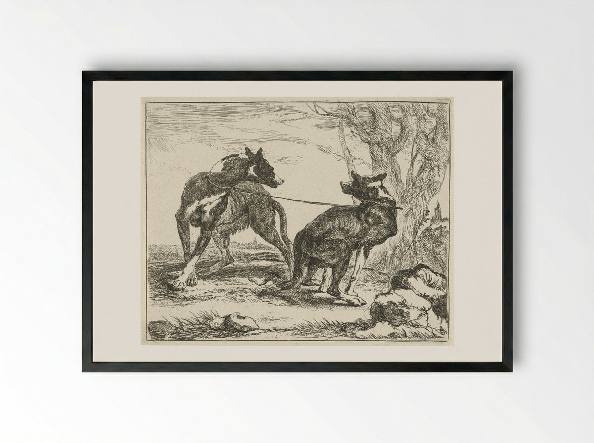 Twee honden (Two Dogs) - Jan Fyt - Framed Print Black