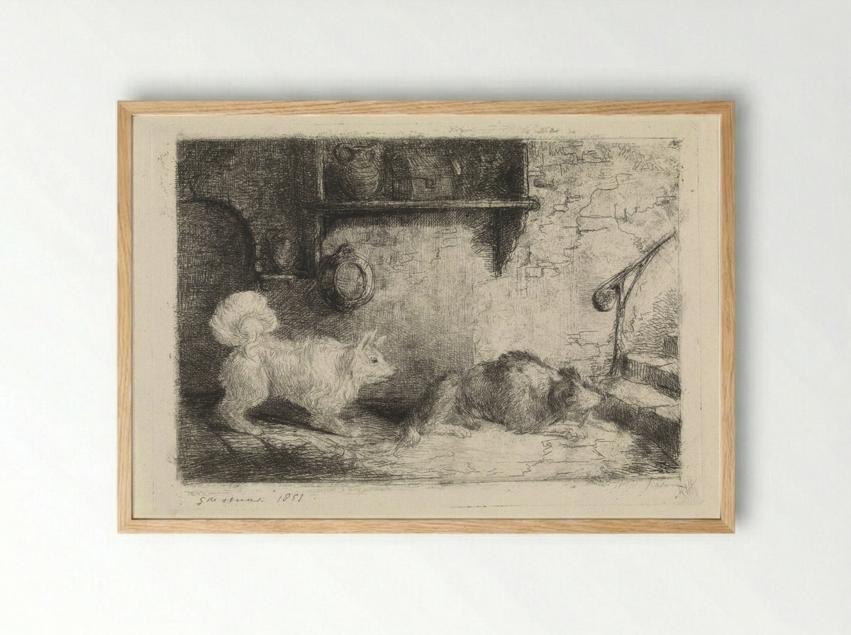 Twee honden (Two Dogs) - Jan Karel Jacob de Jonge - Framed Print Wood
