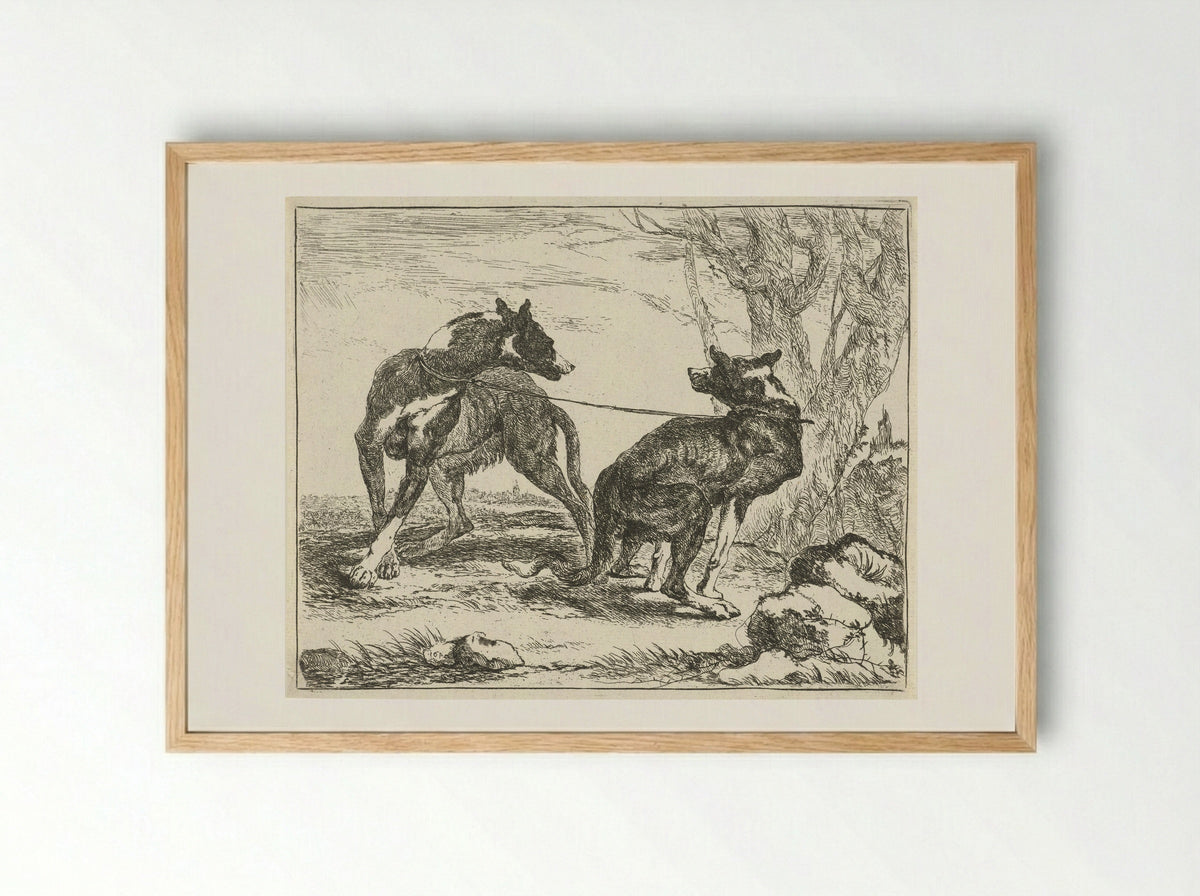 Twee honden (Two Dogs) - Jan Fyt - Framed Print Wood