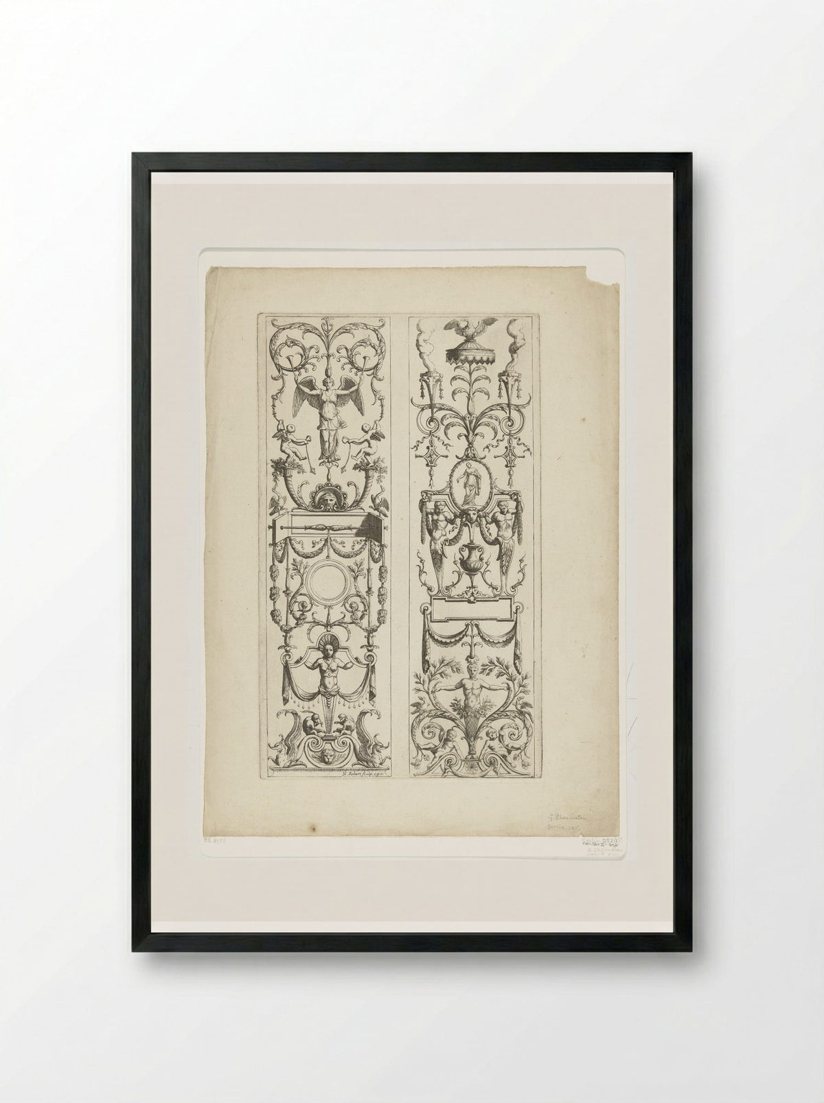 Twee kandelabers - Gérard Audran - Framed Print Black