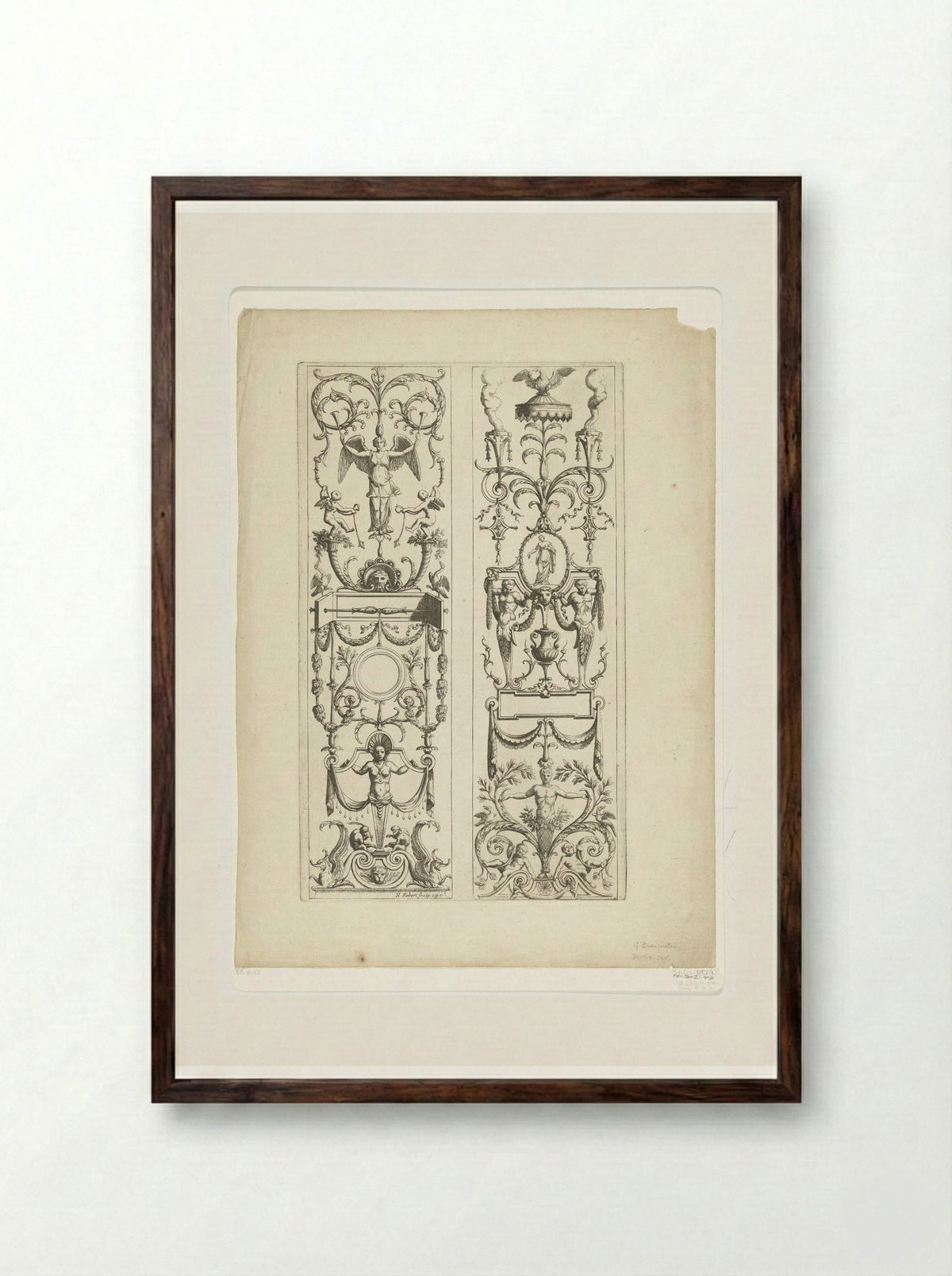 Twee kandelabers - Gérard Audran - Framed Print Dark Wood