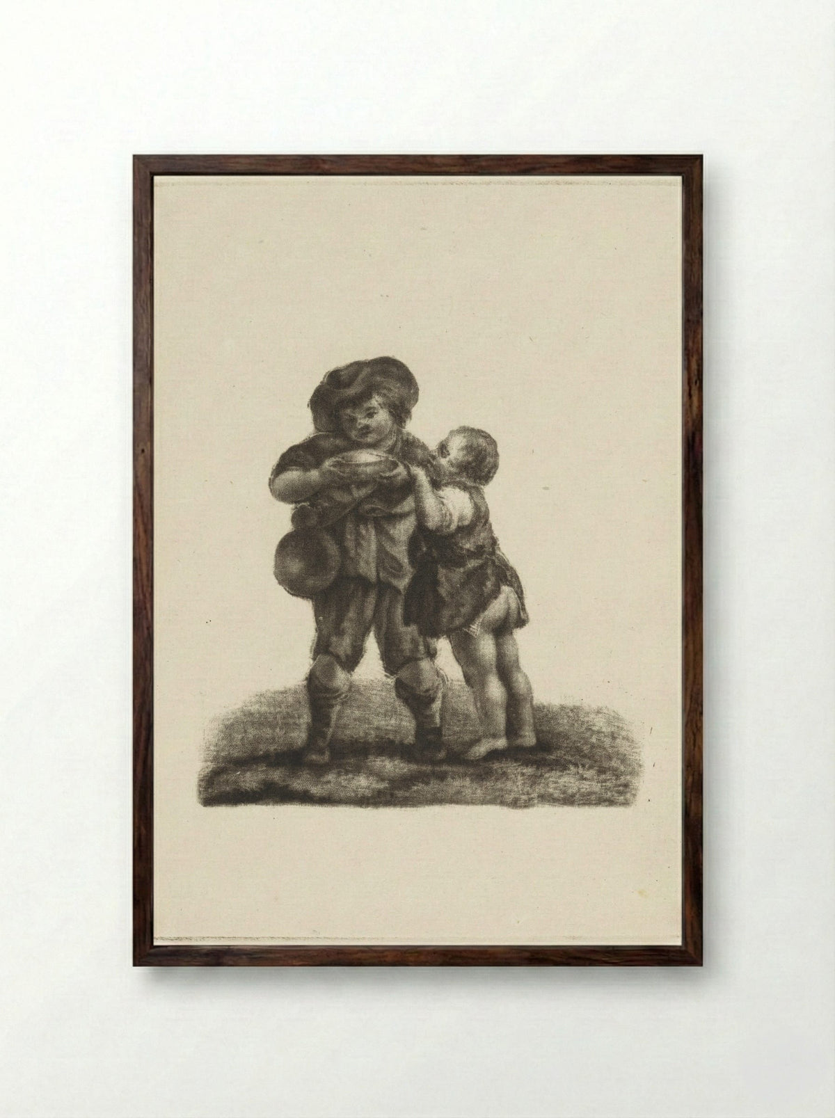 Twee kinderen - Dirk van der Toorn - Framed Print Dark Wood