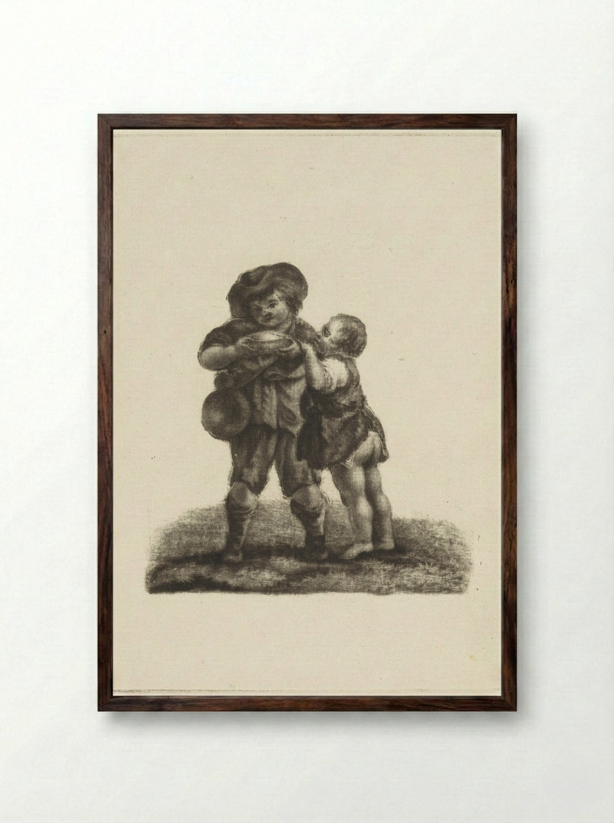 Twee kinderen - Dirk van der Toorn - Framed Print Dark Wood