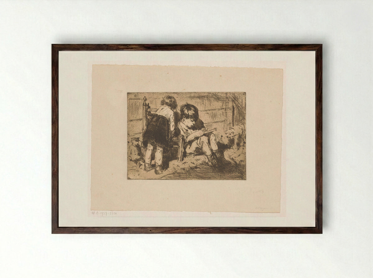 Twee kinderen - Han van Meegeren - Framed Print Dark Wood