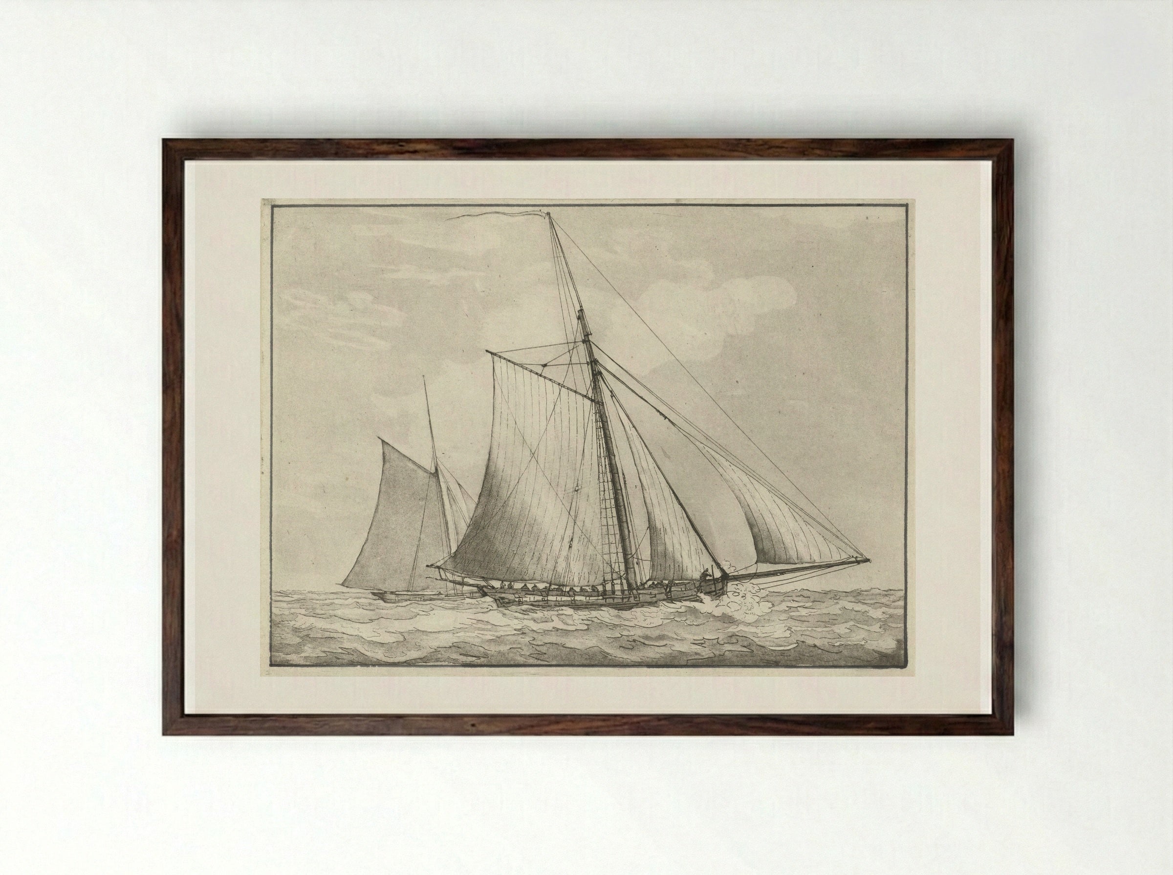 Twee kotters - Gerrit Groenewegen - Framed Print Dark Wood