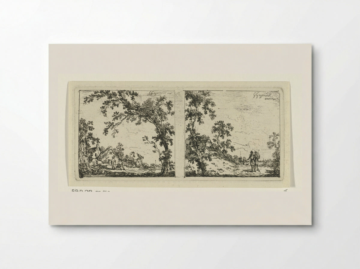 Twee landschappen met wandelaars - Geerlig Grijpmoed - Poster