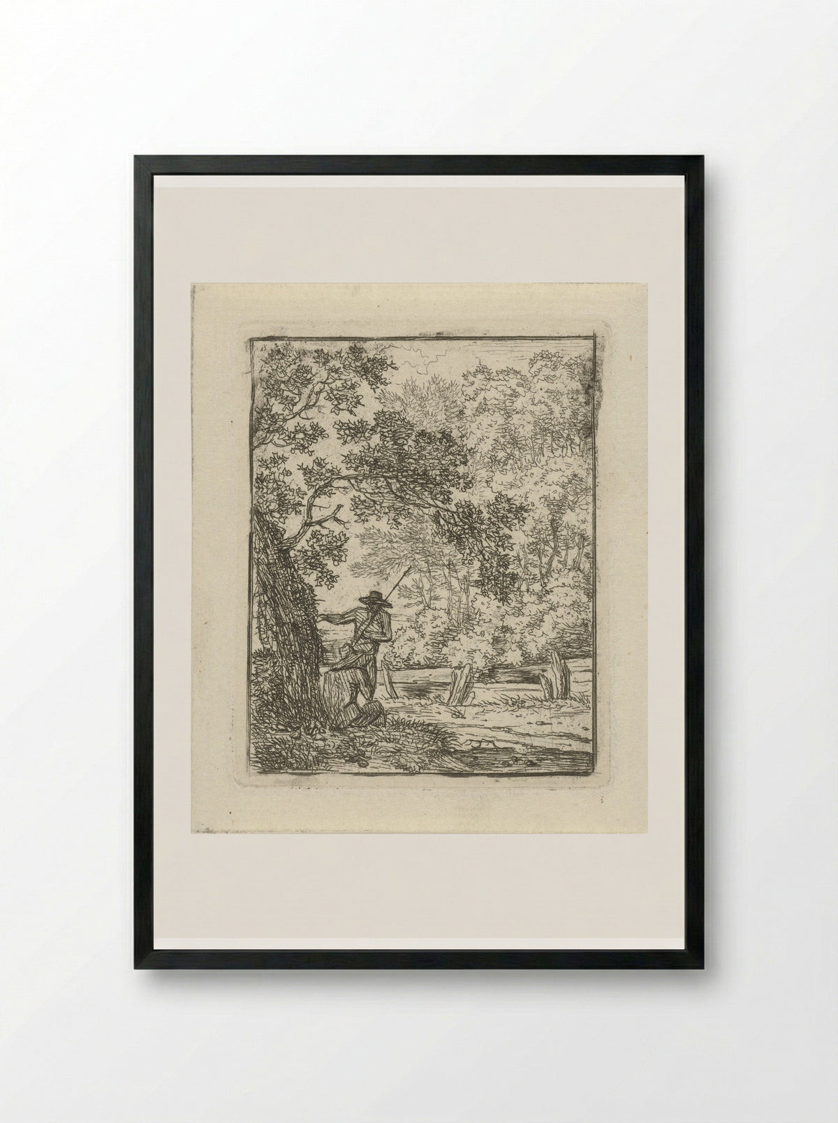 Twee mannen bij een boom - Hermanus Fock - Framed Print Black