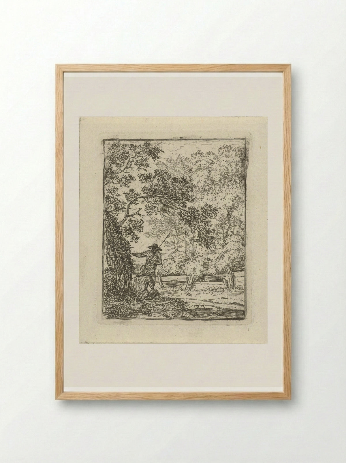 Twee mannen bij een boom - Hermanus Fock - Framed Print Wood