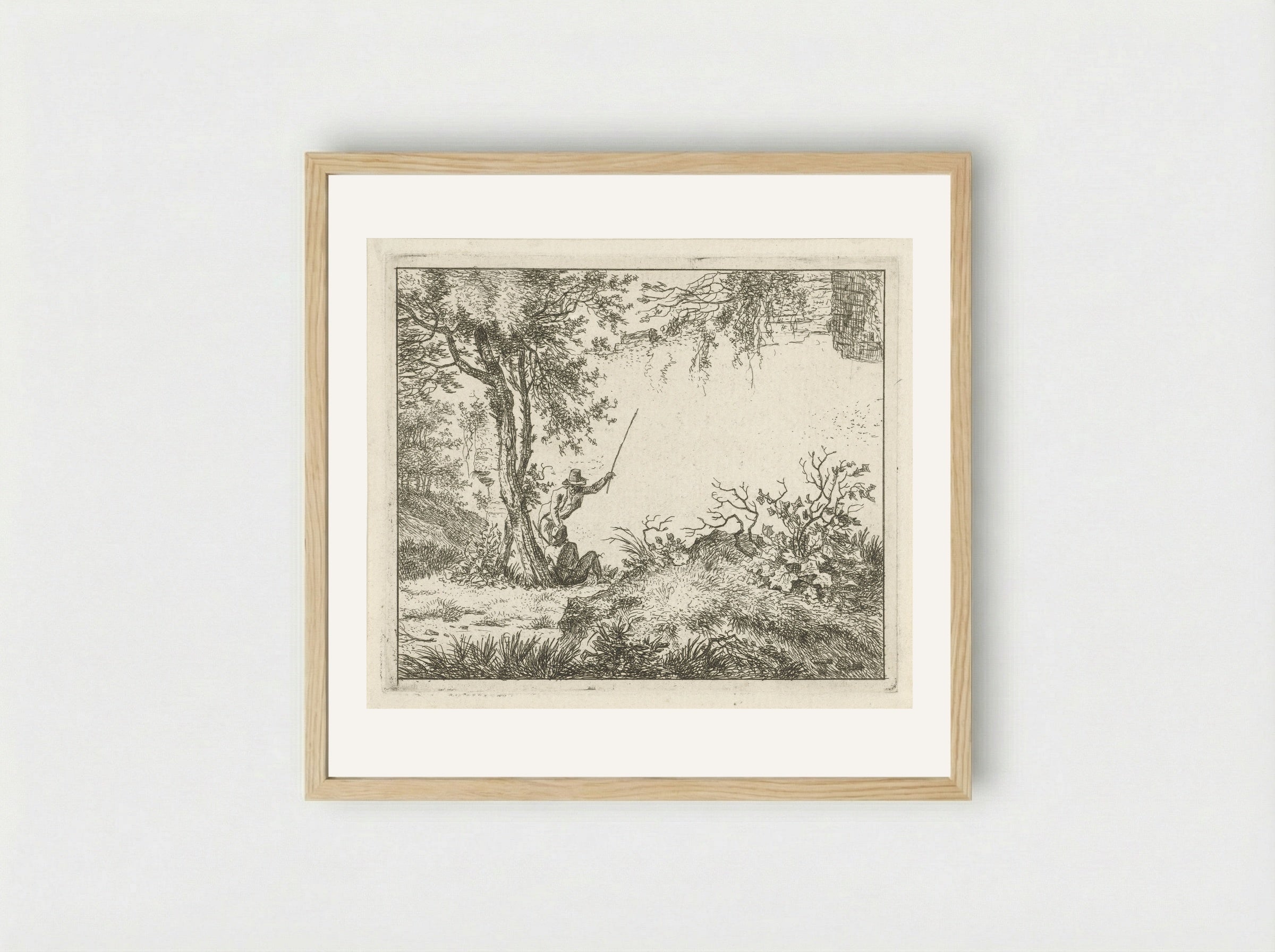 Twee mannen bij een muur - Hermanus Fock - Framed Print Wood